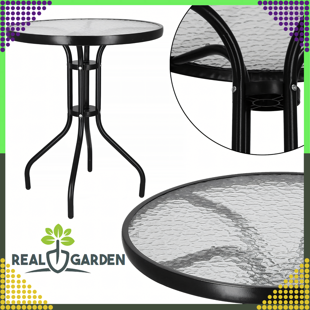 Tempered Glass Coffee Table Round Black 60 cm