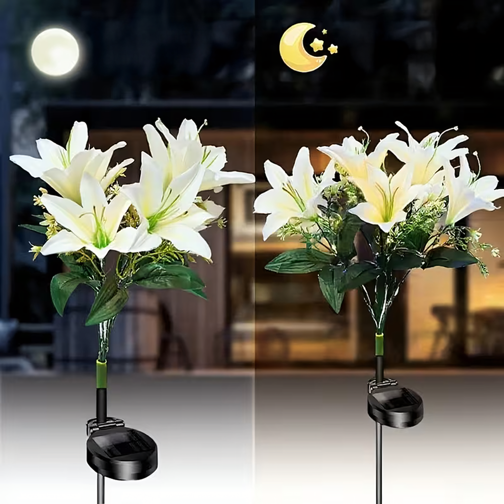 Päikesepatareiga aia piiklamp liiliaõie LED dekoratsioon