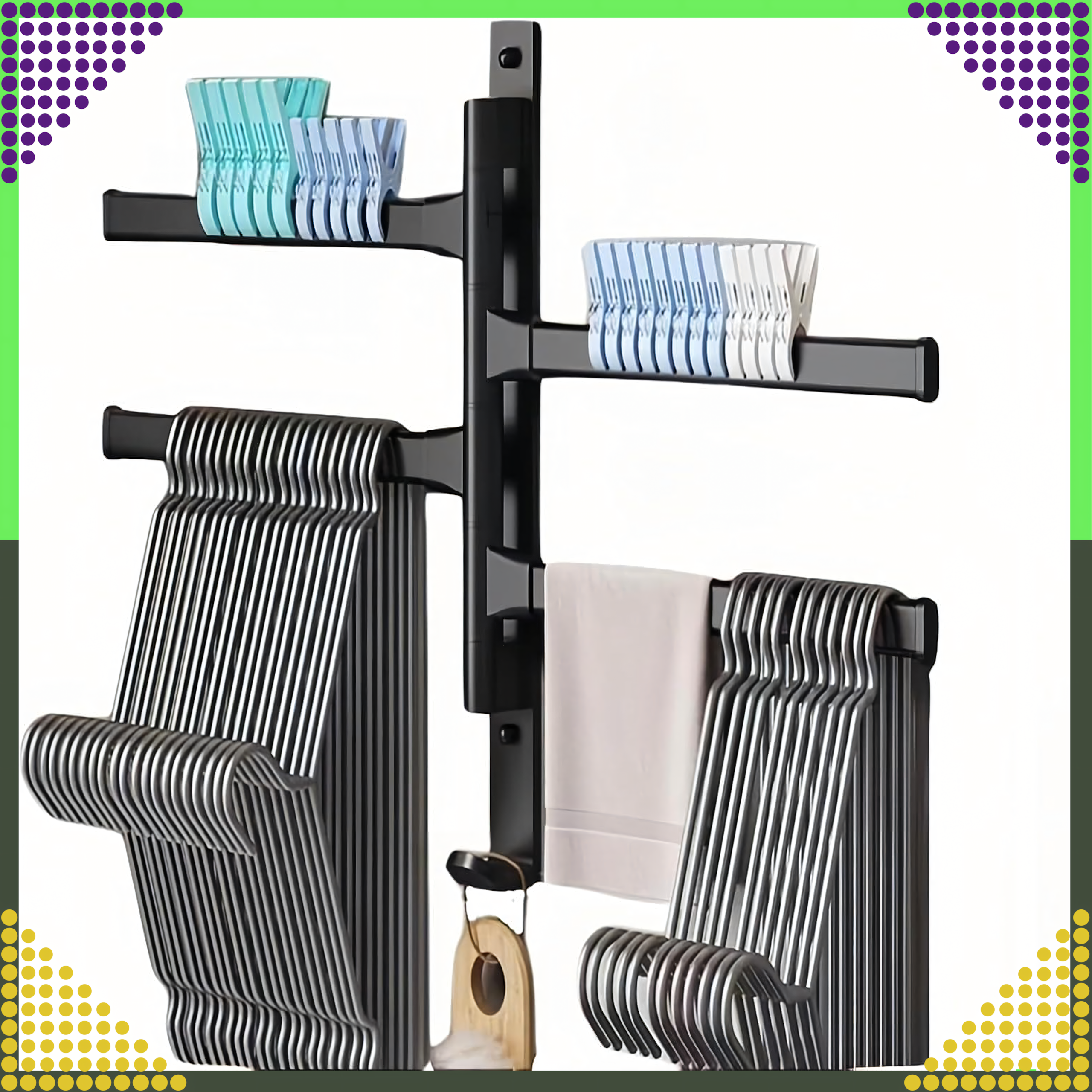 Rotating Bathroom Kitchen Wall Mounted Towel Rack