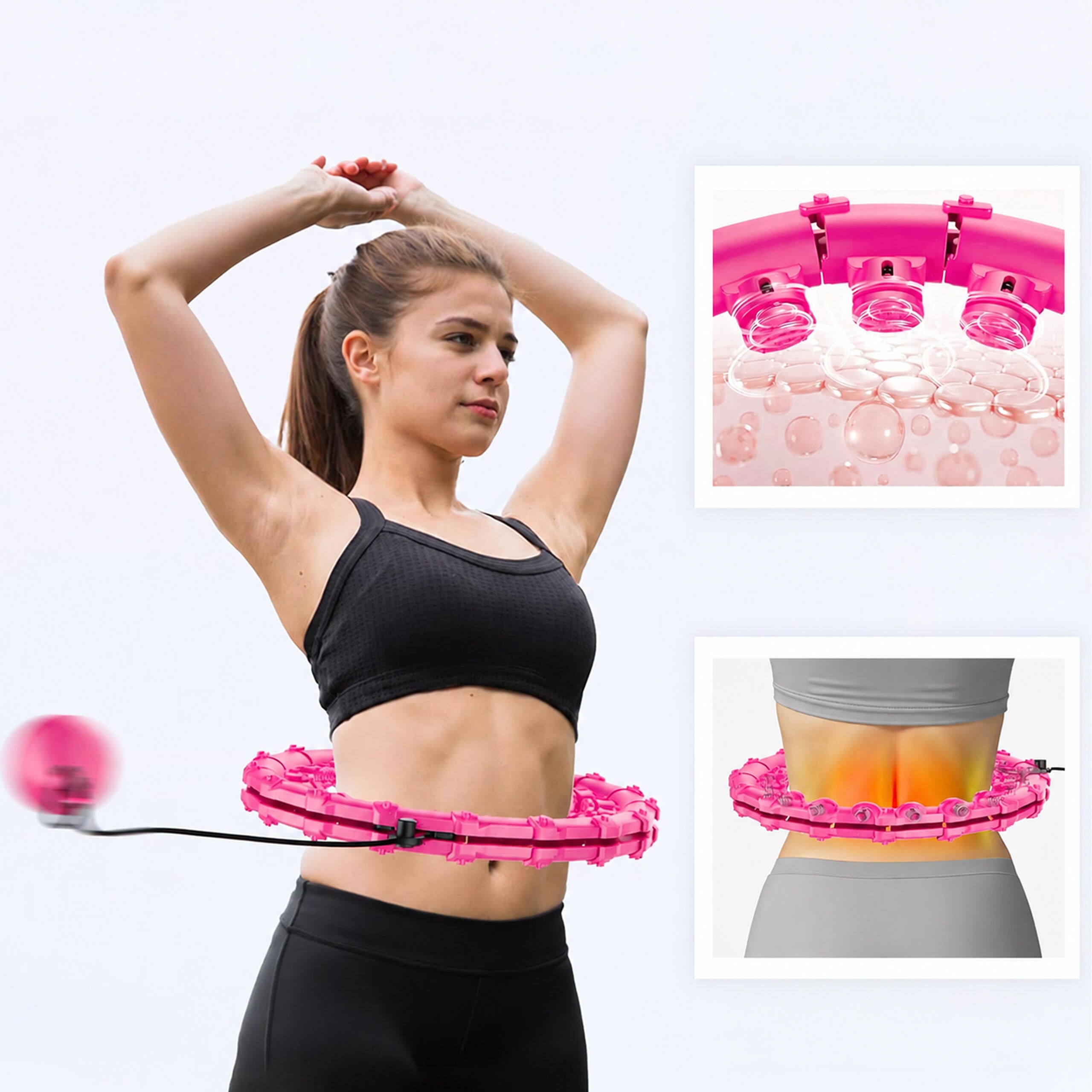 Weighted Hula Hoop with Massage Nodes Foldable Plus Size