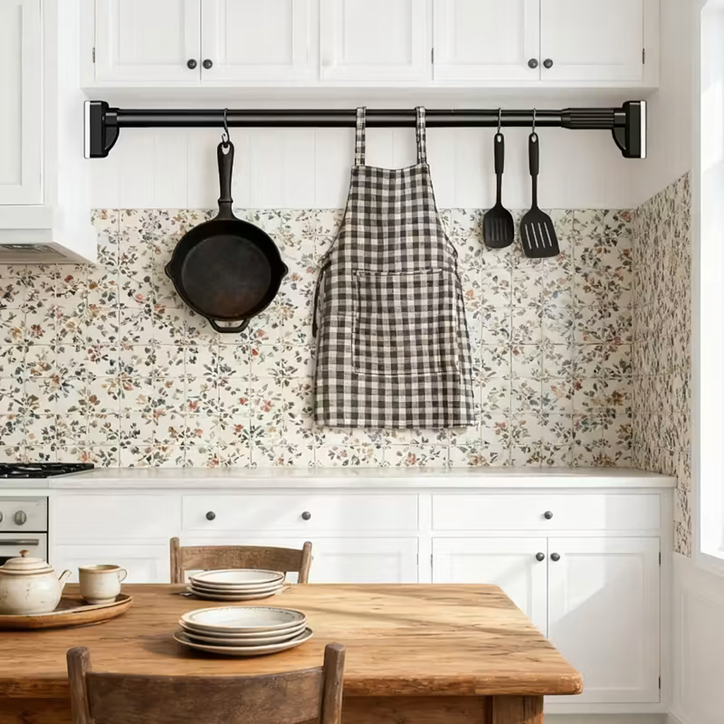 Teleskoopne kardinapuu riidepuu, pikendatav dušipuu 115-255 cm