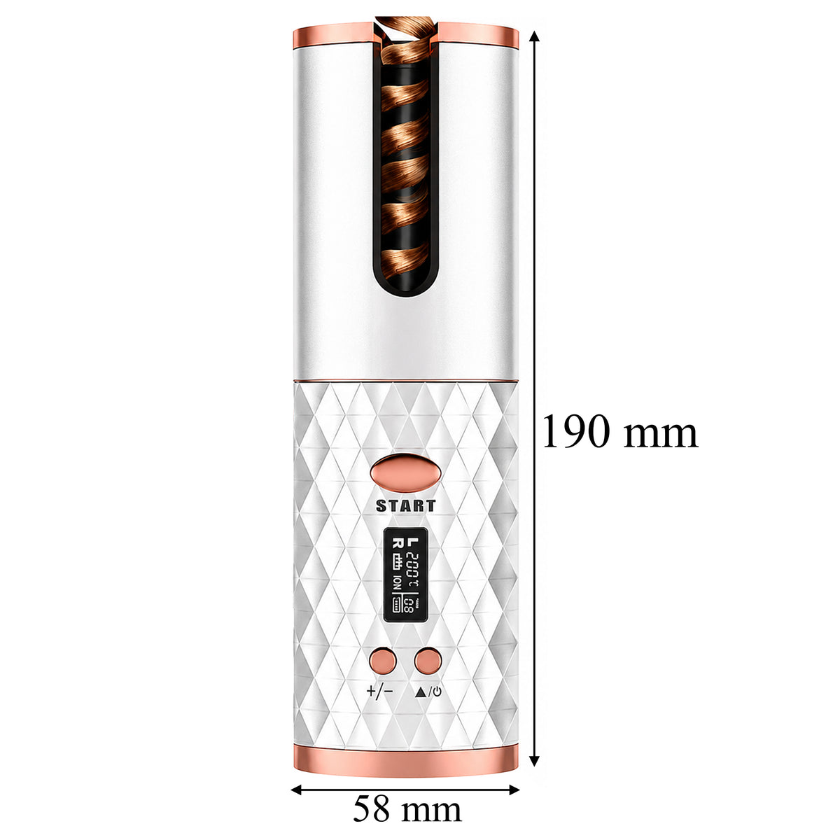Automaatne juhtmevaba pöörlev LCD-ekraaniga juukselokitang USB-laadimisega RC-K-2633