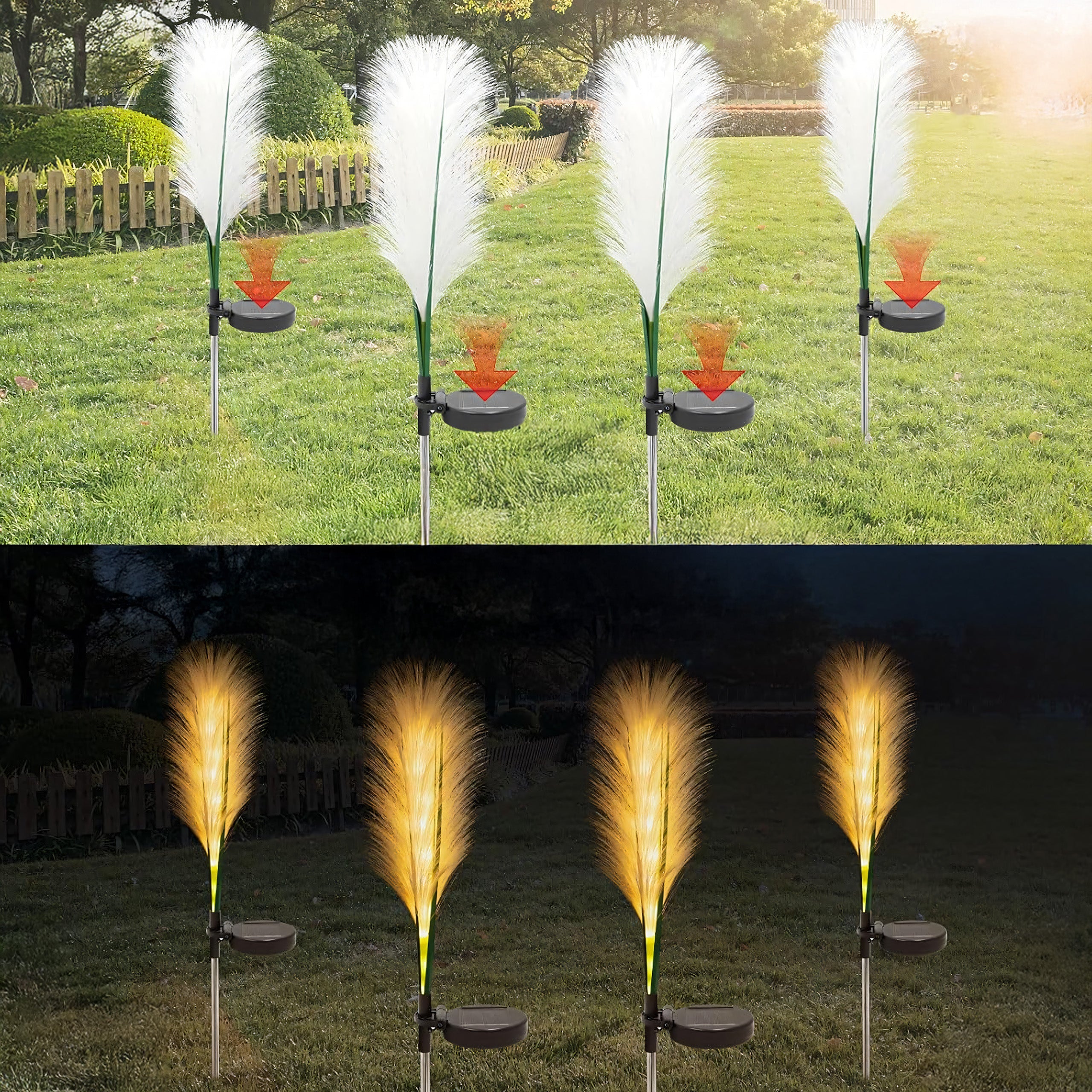 2x päikesepatareiga aiavalgusti dekoratiivse kõrrelise piigiga ja LED-paneeliga 85cm
