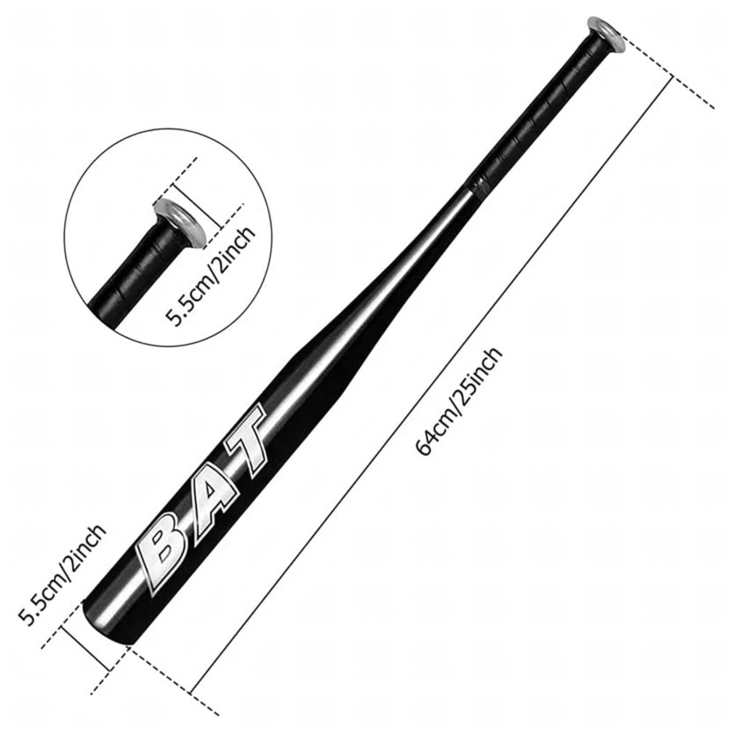 Pesapallikurikas alumiiniumist 25" 64cm tugev treening must