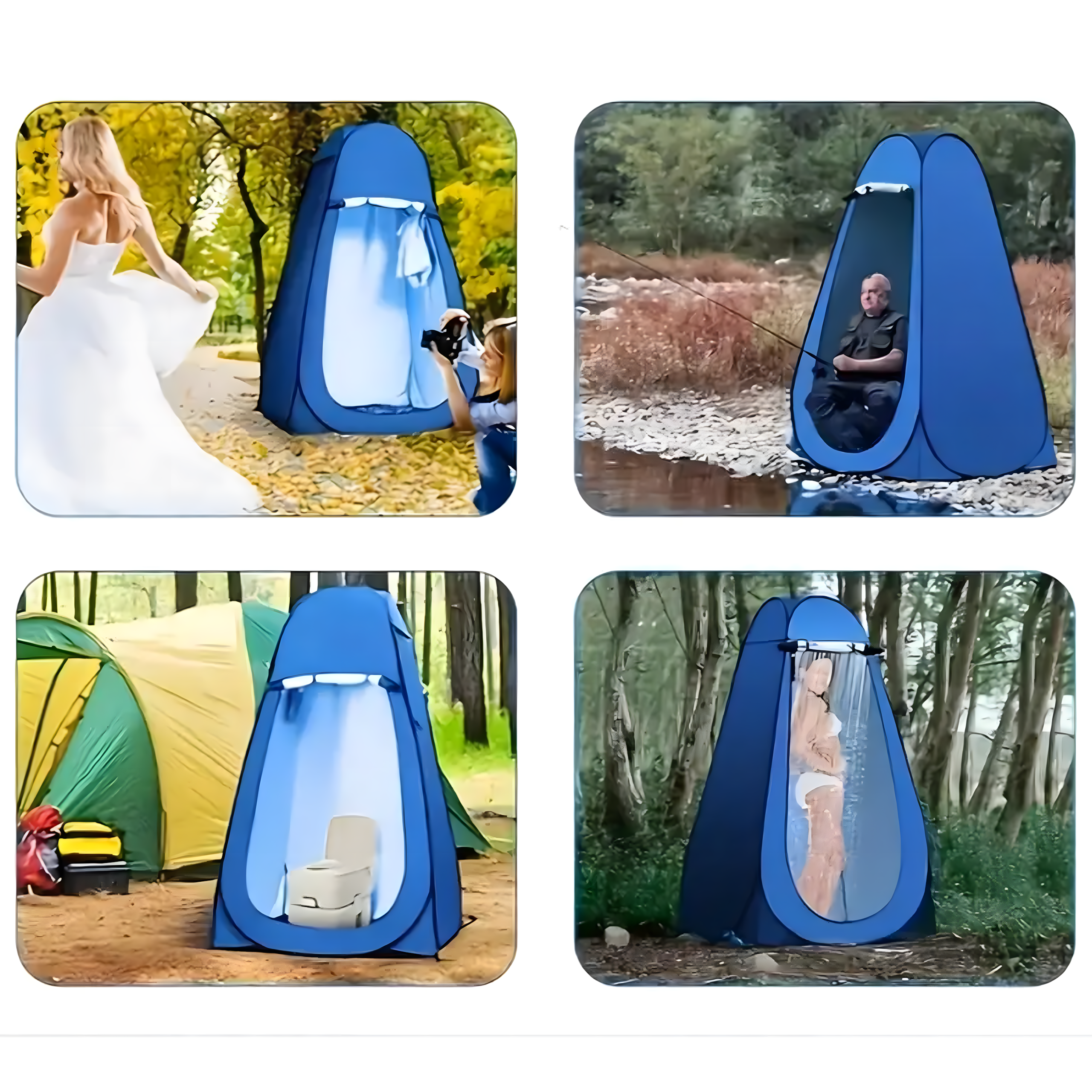 Kokkupandav rannatelk riietusruum dušš tualett turisti WC