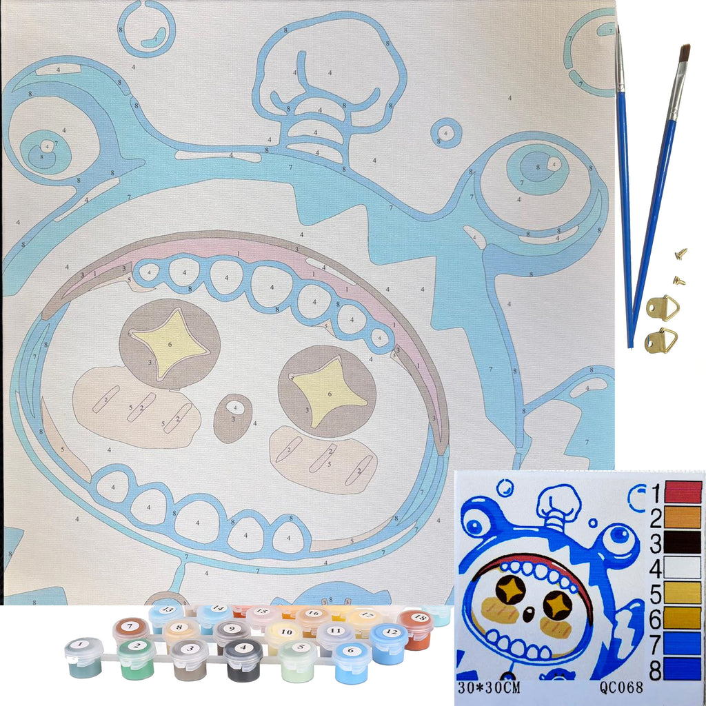 Numbrite järgi värvimise pilt raamiga ja pintslite komplekt 30x30 lastele