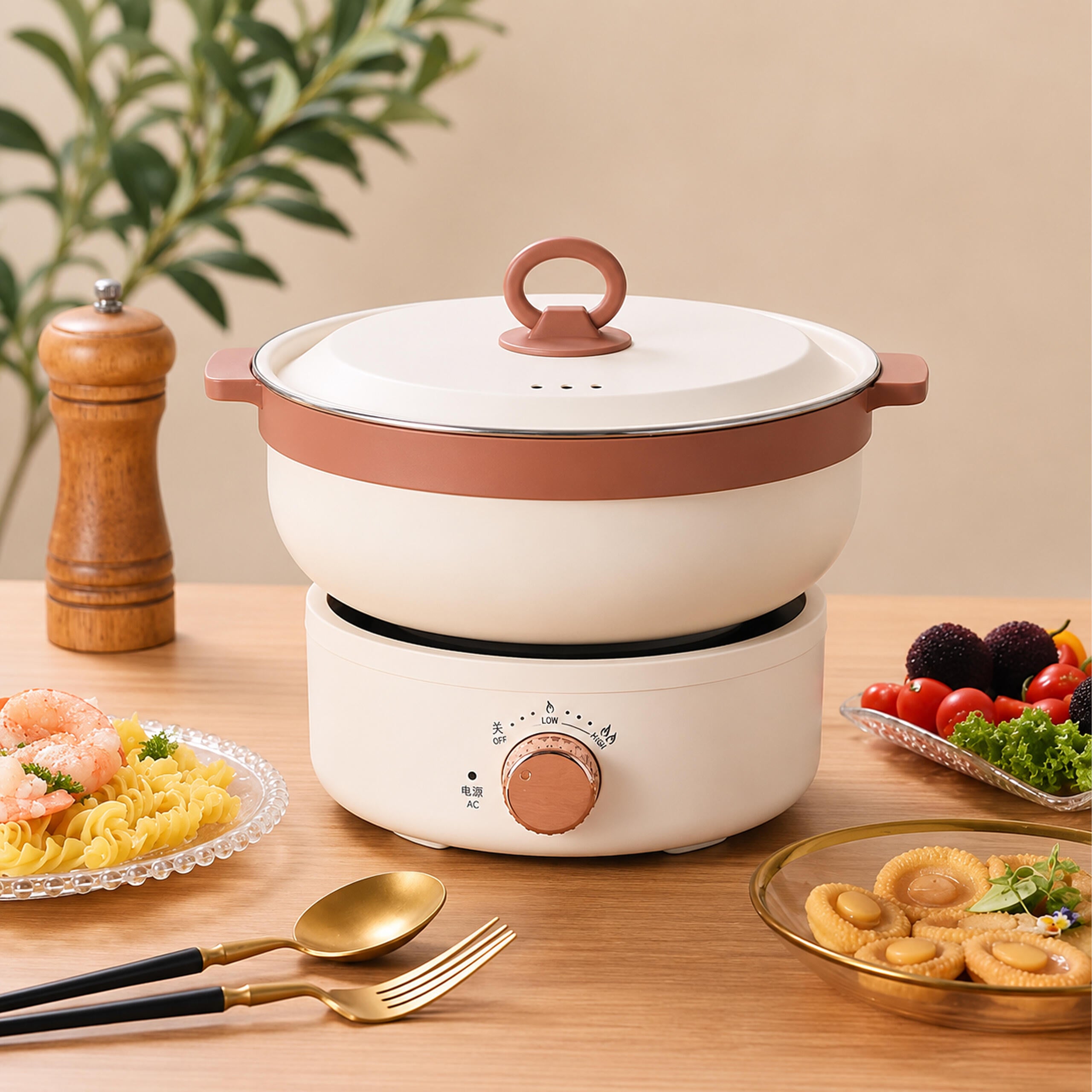 Portable Electric Multifunctional Cooking Pot Foldable 2.5L 700W