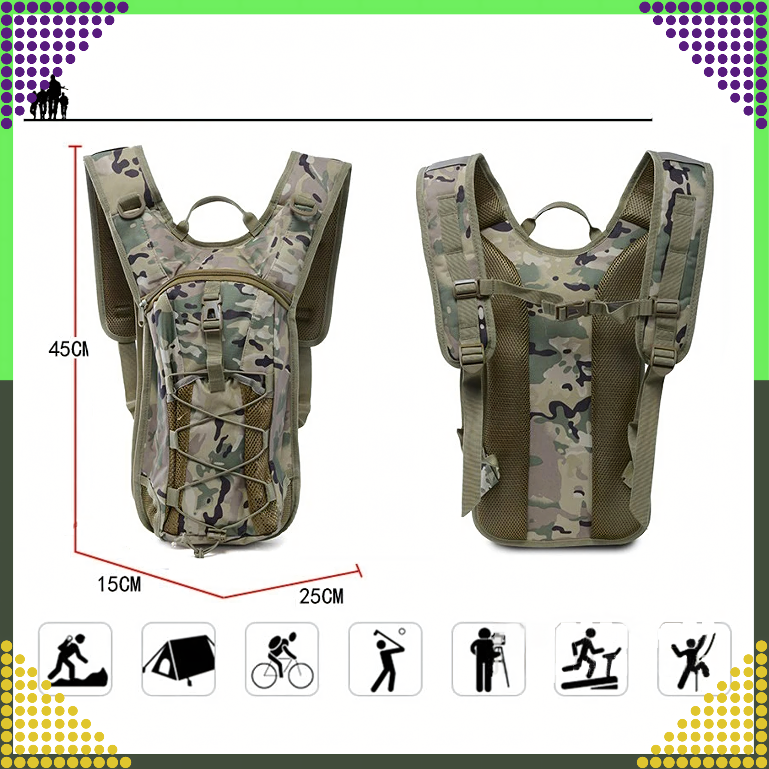 Hydration Mountain Bicycle Backpack with 3L Survival Water Bag