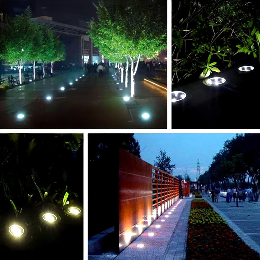 10x päikesepatareiga aiakettakujulised lambid 8 LED maavalgusti ja hämarustundlikuga