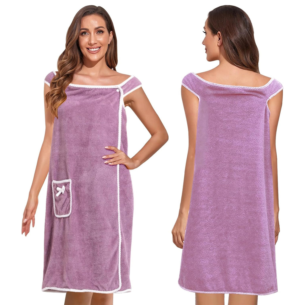 Women's Bath Towel Sauna Tunic Spa Pareo Shoulder Bathrobe Large