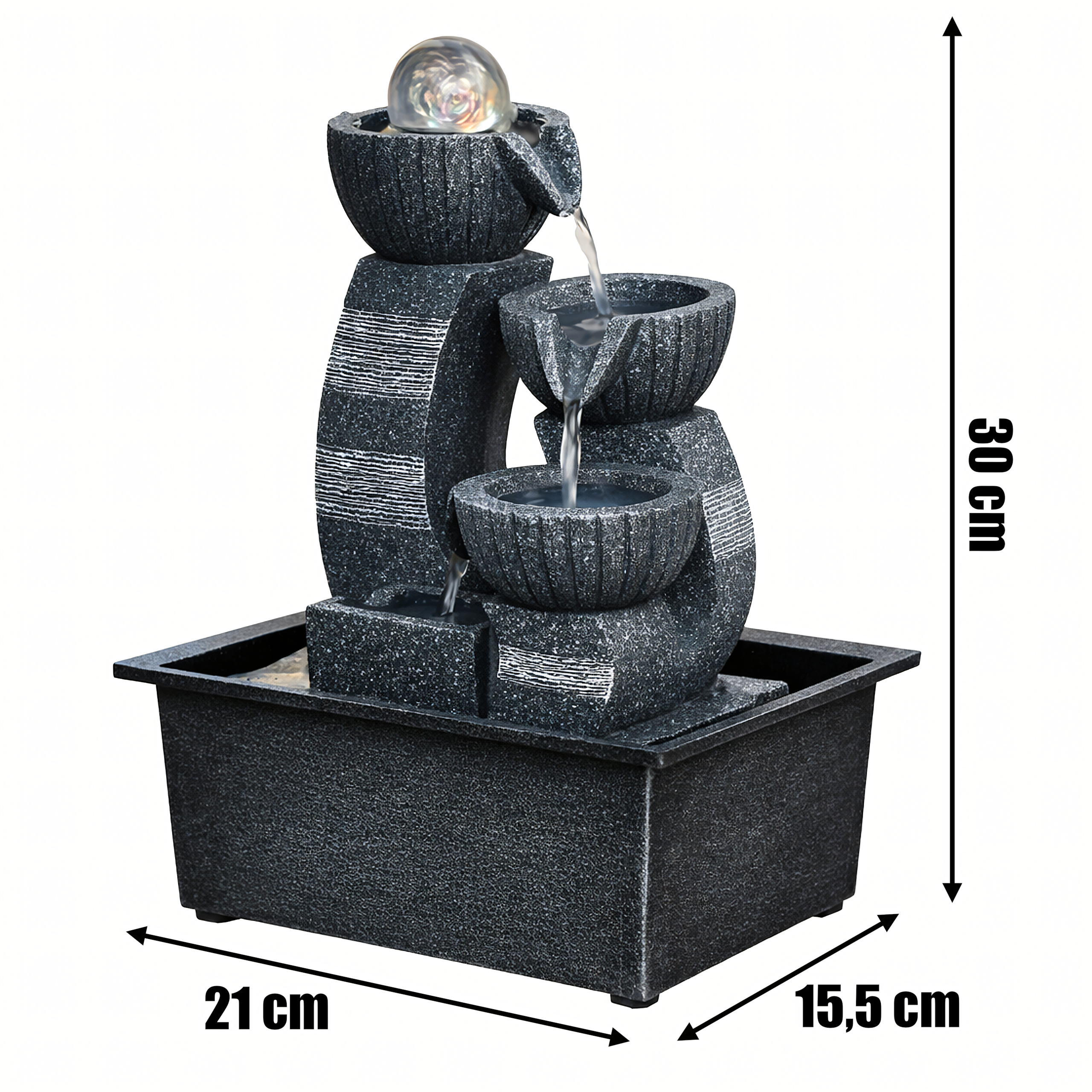 Decorative Tabletop Garden Fountain with LED 30x15.5x21 cm