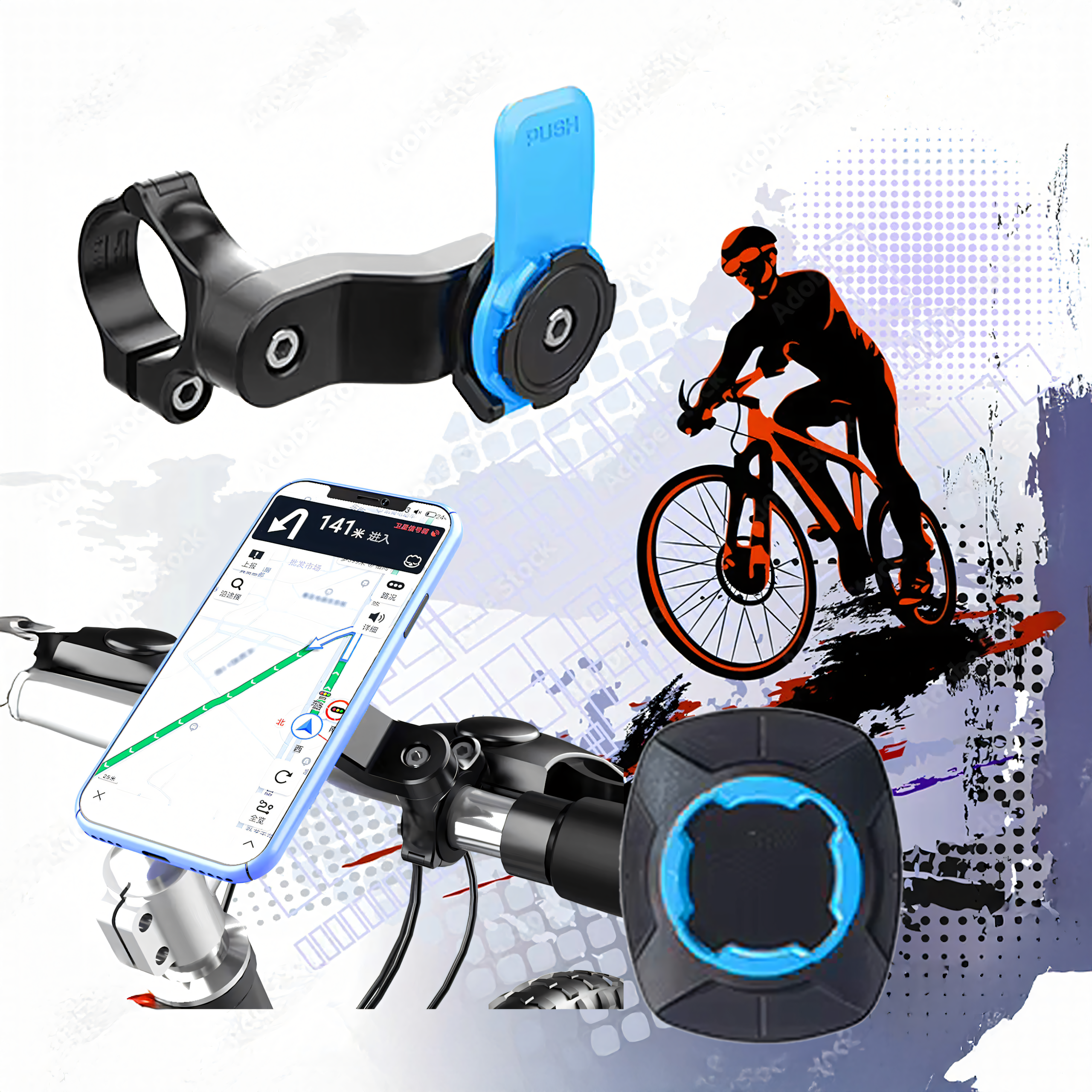 Vibratsioonisummutiga hoidik telefoni jaoks jalgratta, mootorratta ja tõukeratta navigatsioonile Mtb