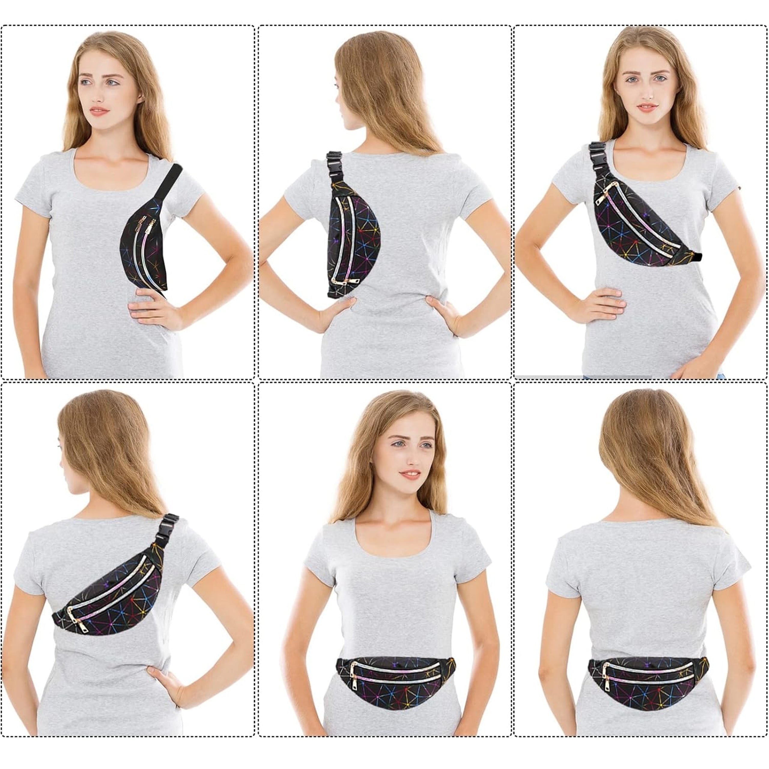 Stylish Unisex Adjustable Sports Waist Bag with 3 Compartments