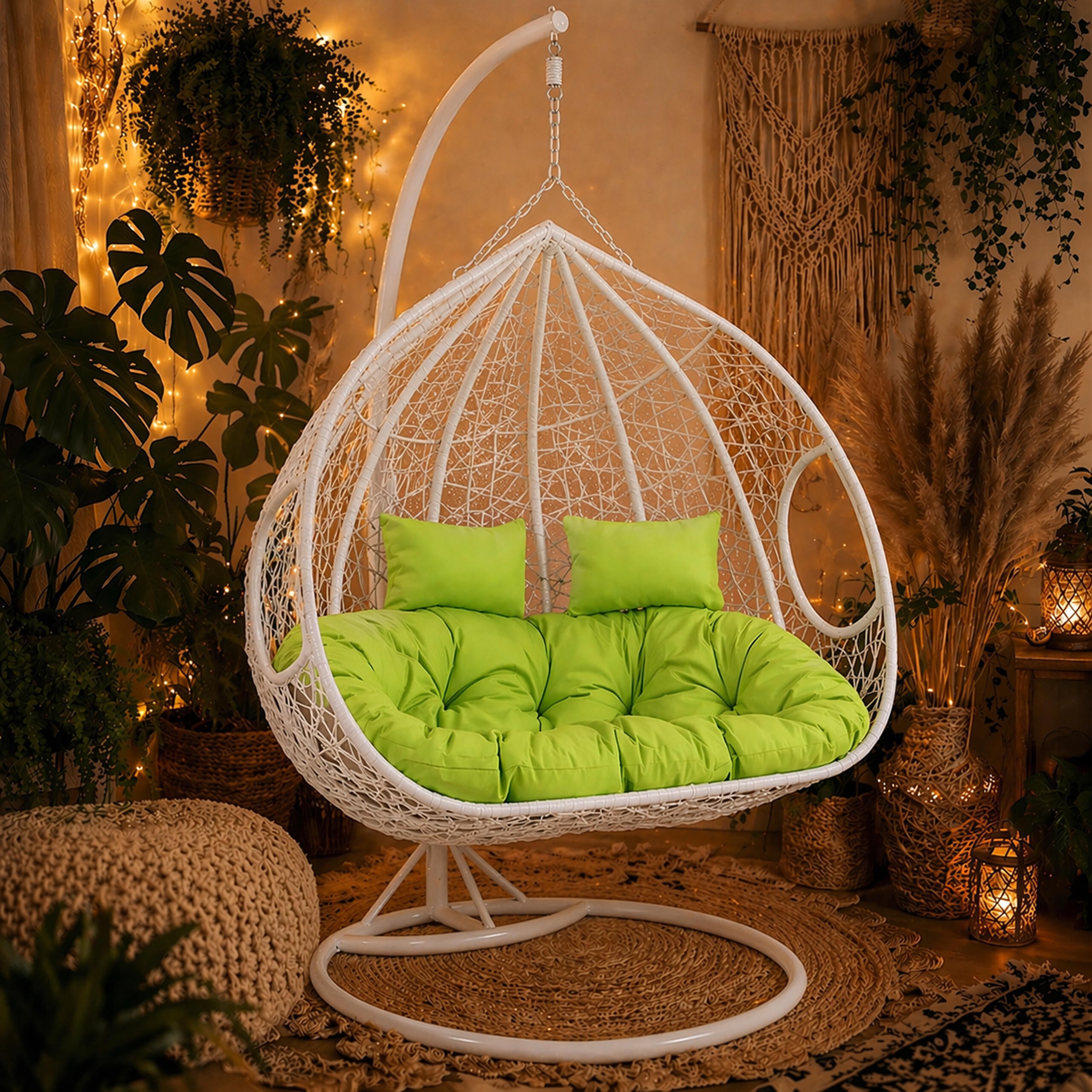 Double Hanging Cocoon Chair Swing Basket 200kg White