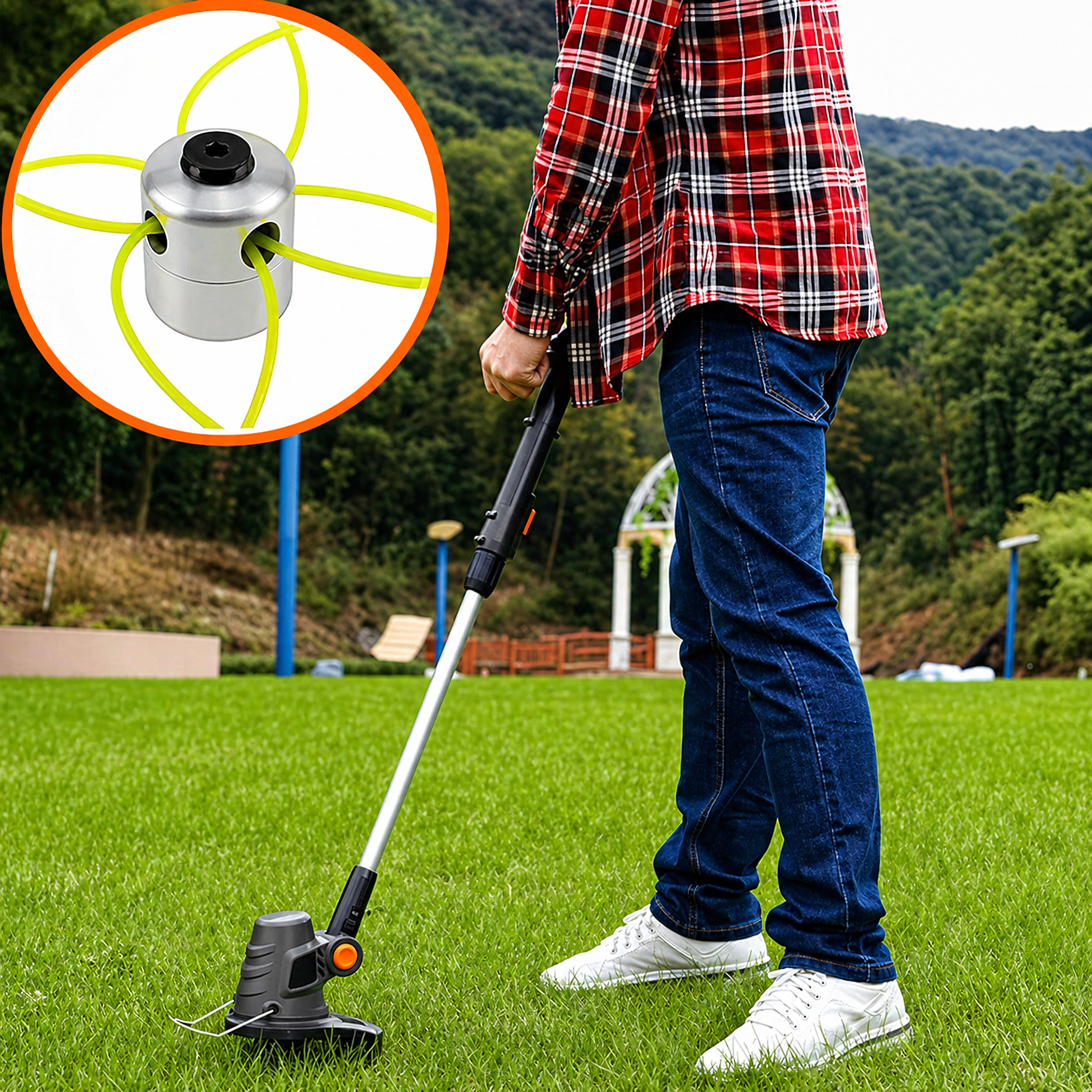 Aluminum Trimmer Head for Gasoline Brush Cutter with Line Set