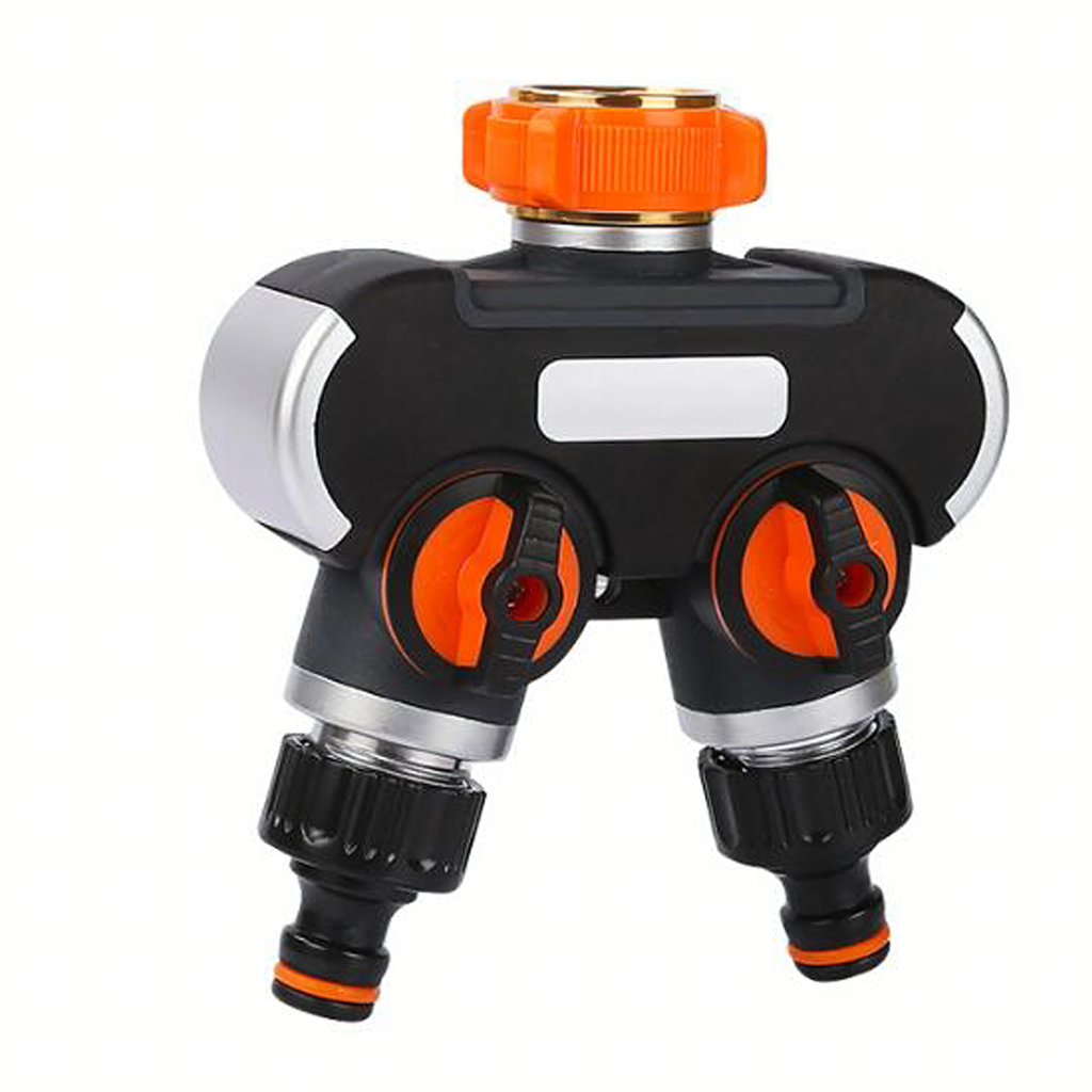 2-Way Hose Splitter for Garden Hose Faucet with Valves