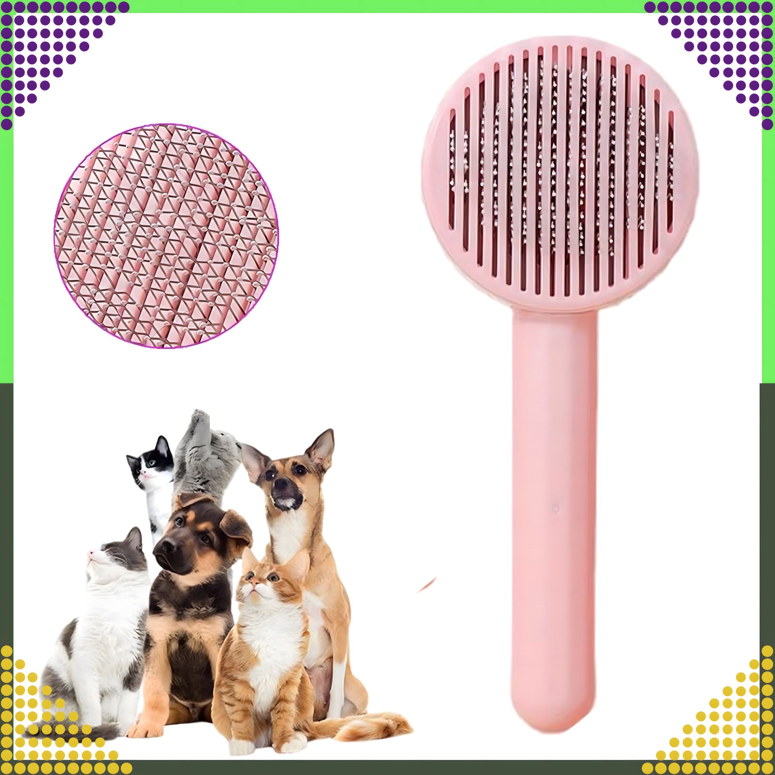 Isepuhastuv hari koera- ja kassikarvadele, ergonoomiline kamm