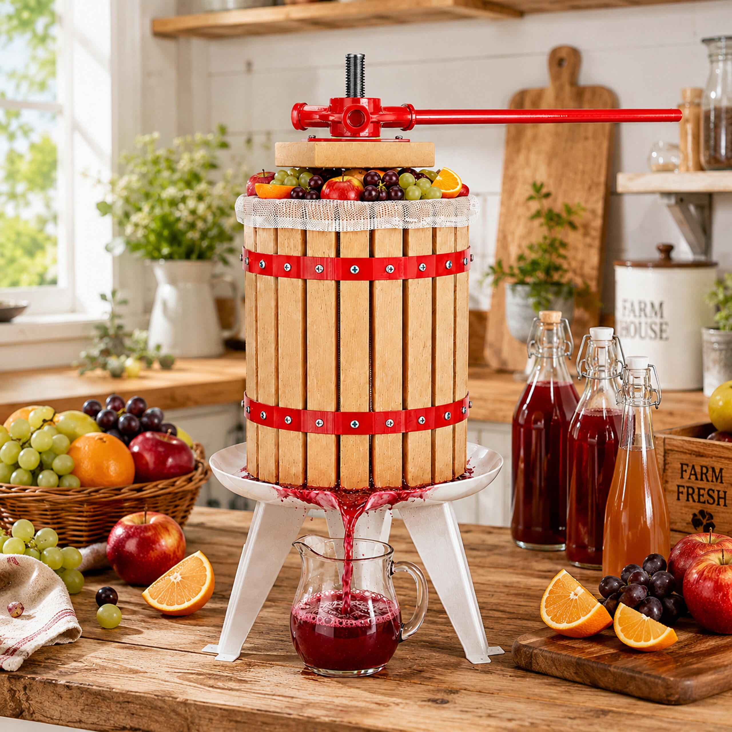 Käsitsi kruvipress puu- ja köögiviljadele 6 l 58 cm RC-K-2528-15577