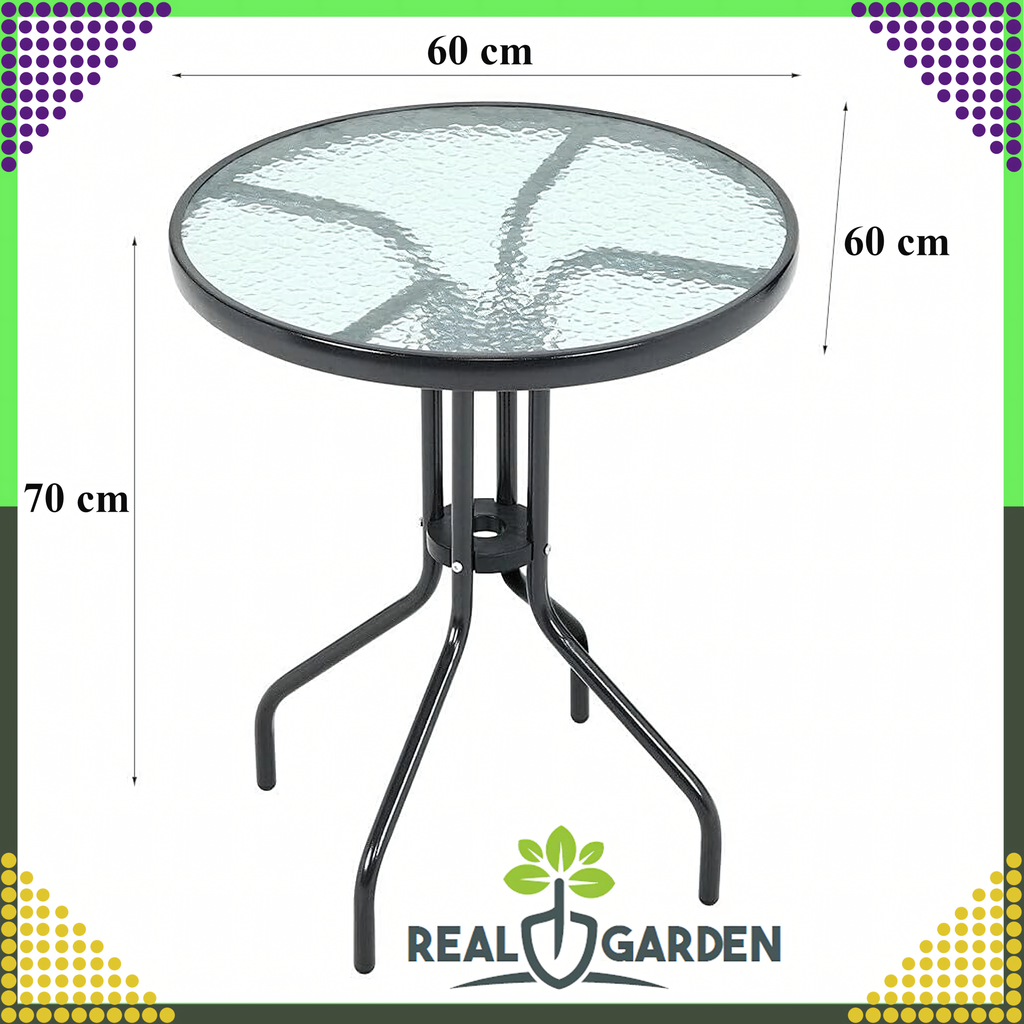 Tempered Glass Coffee Table Round Black 60 cm