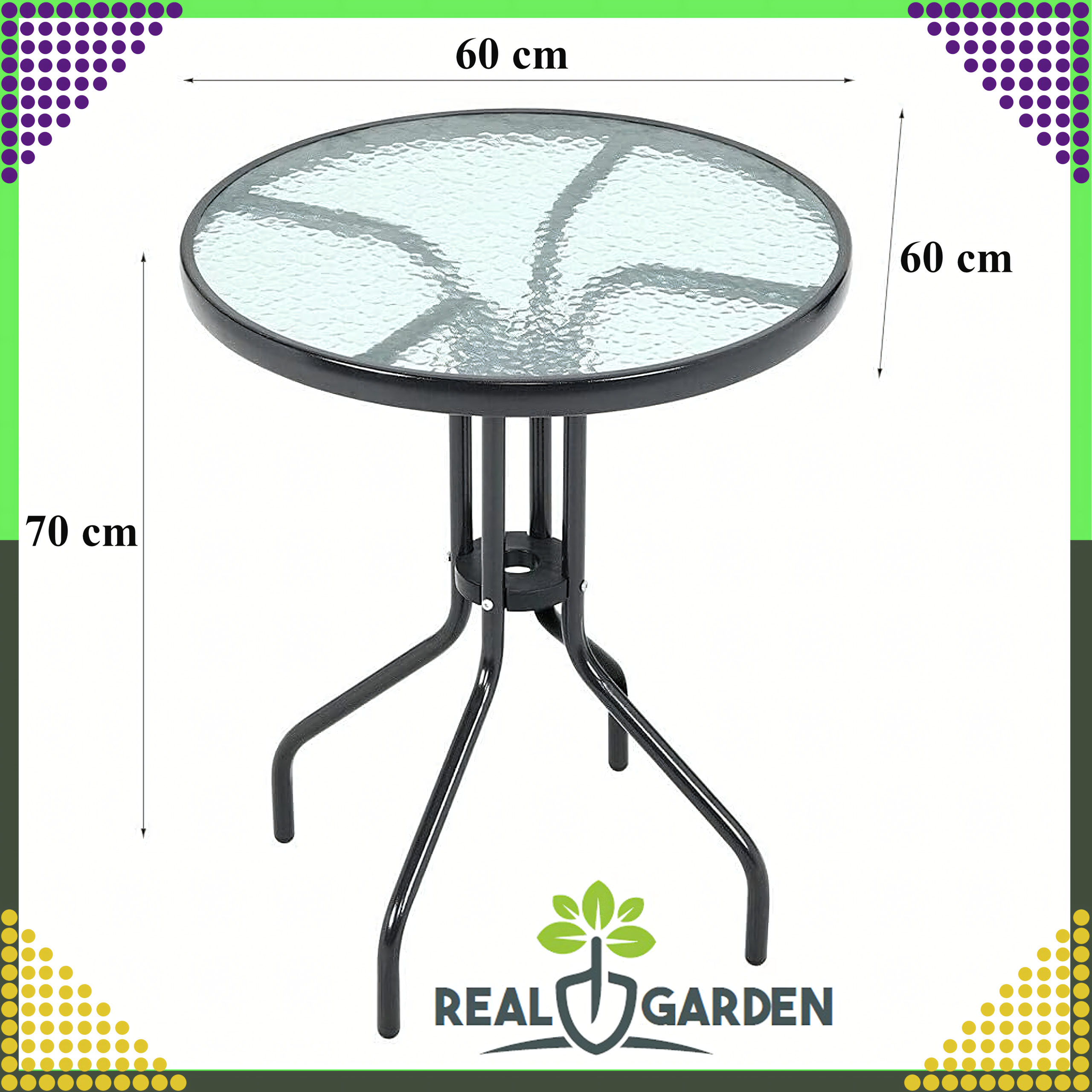 Tempered Glass Coffee Table Round Black 60 cm