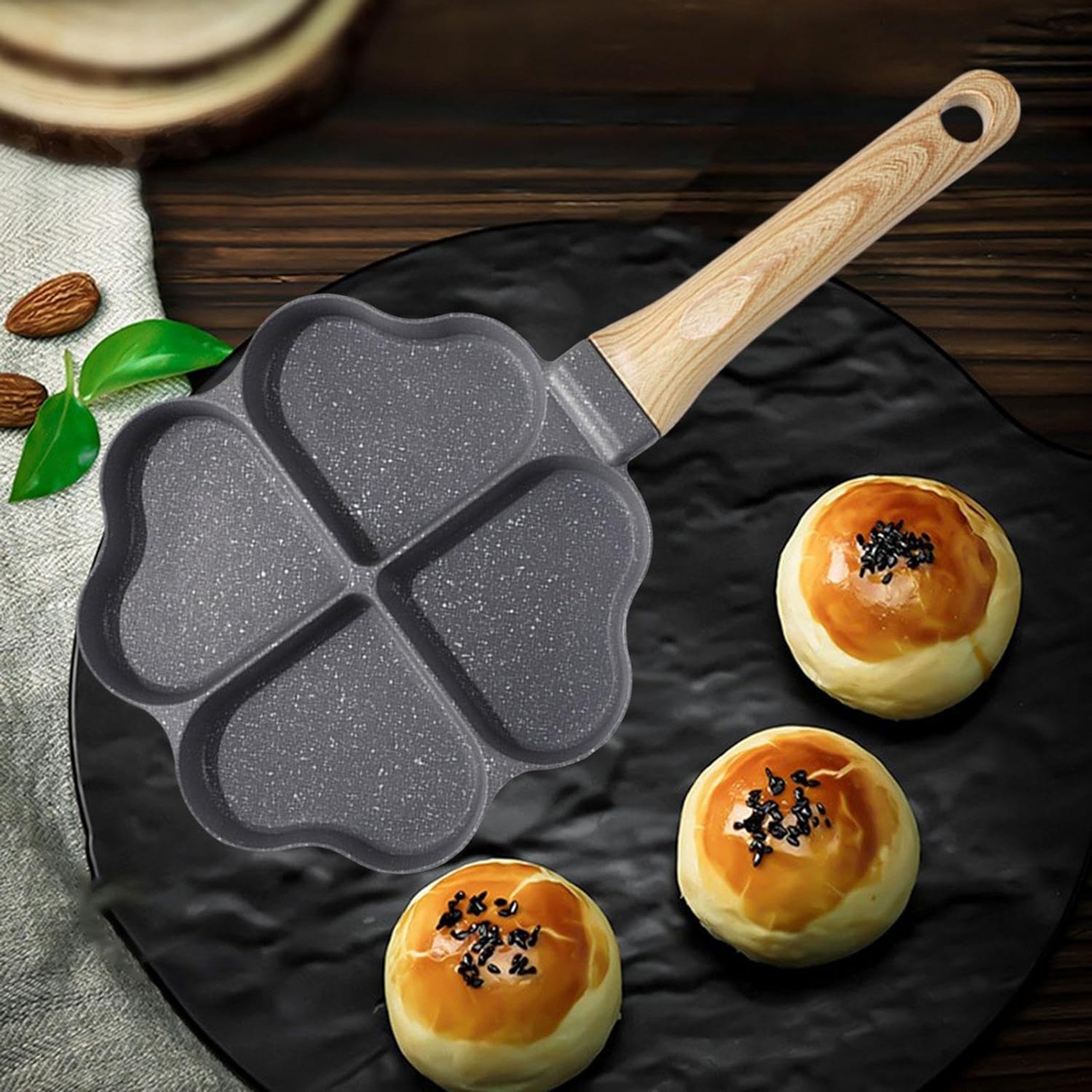 Heart-Shaped Frying Pan for Eggs, Pancakes, and Fritters Induction Compatible
