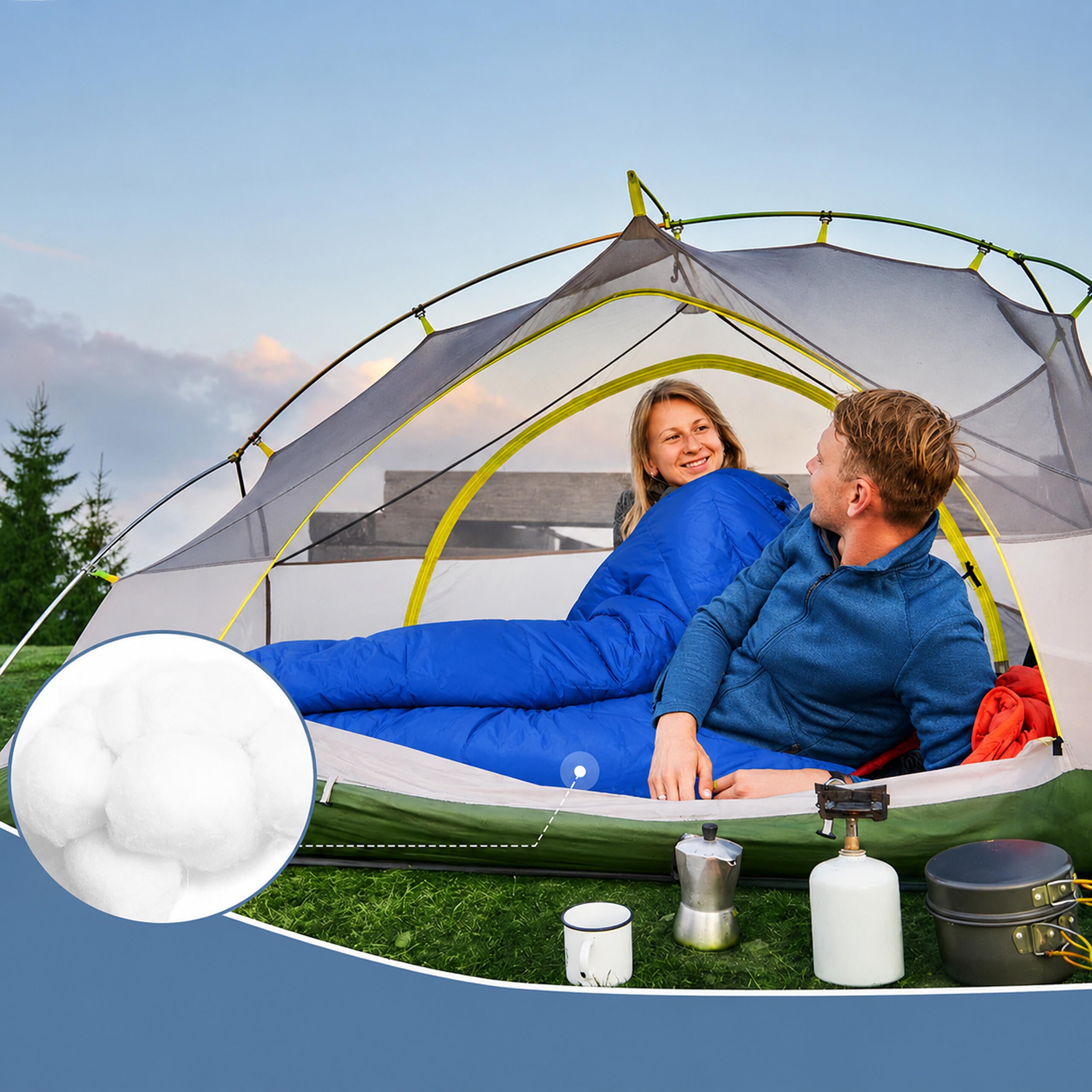 30x 2-in-1 Mummy Sleeping Bag 210×70cm Warm with Hood and Blue Cover