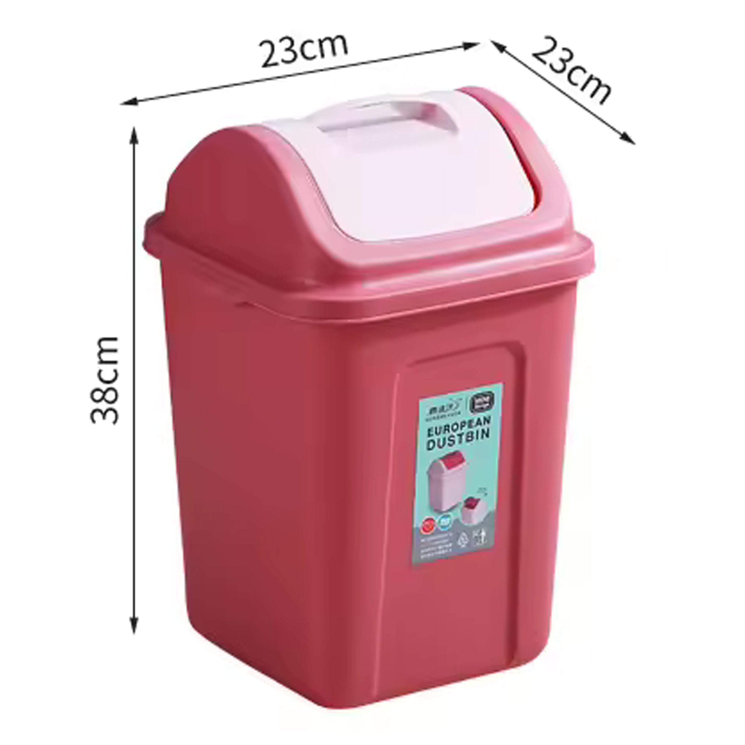 Narrow Plastic Waste Segregation Bin with Flip Lid 10 L