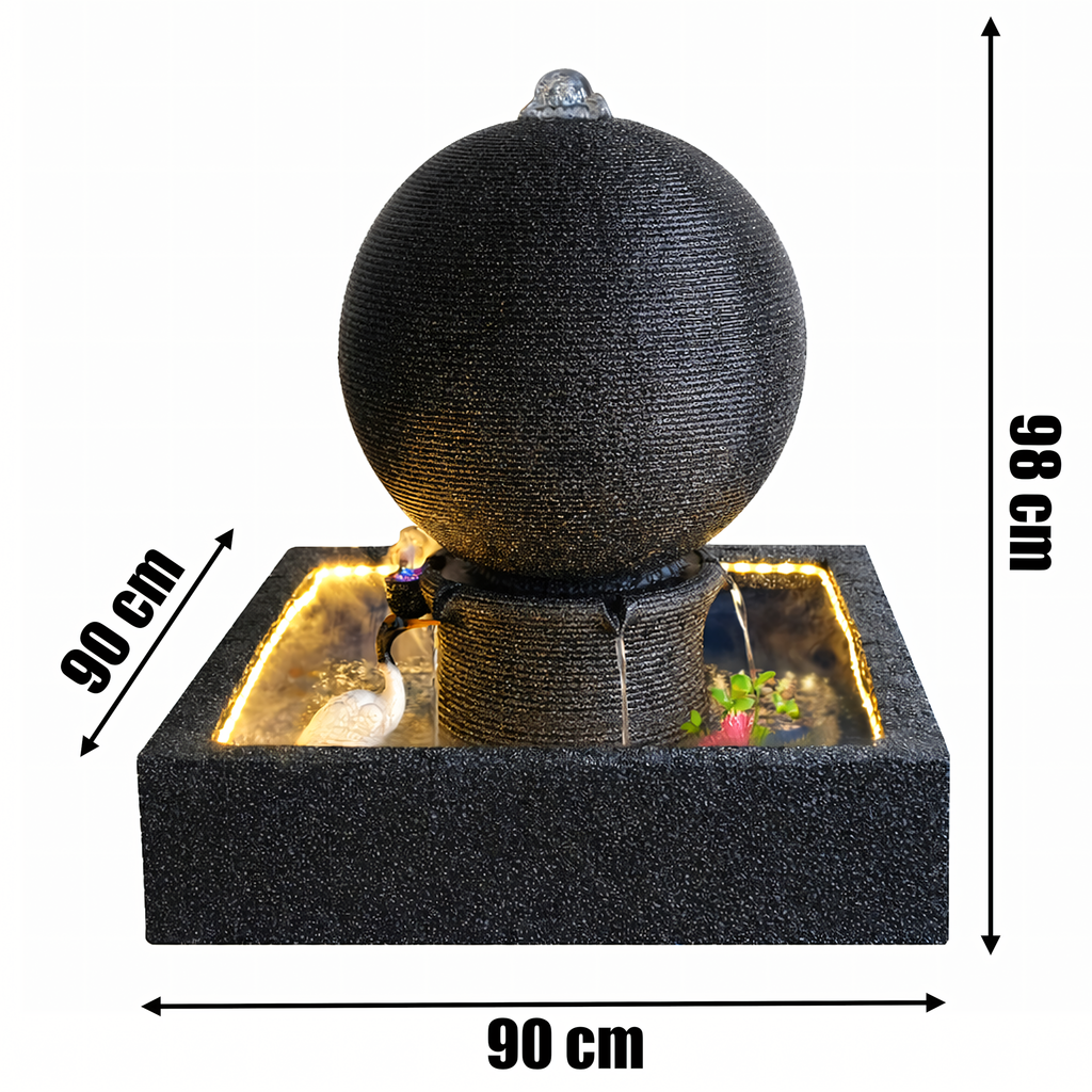 Large Garden Water Fountain with LED Sphere 90x90x98 cm