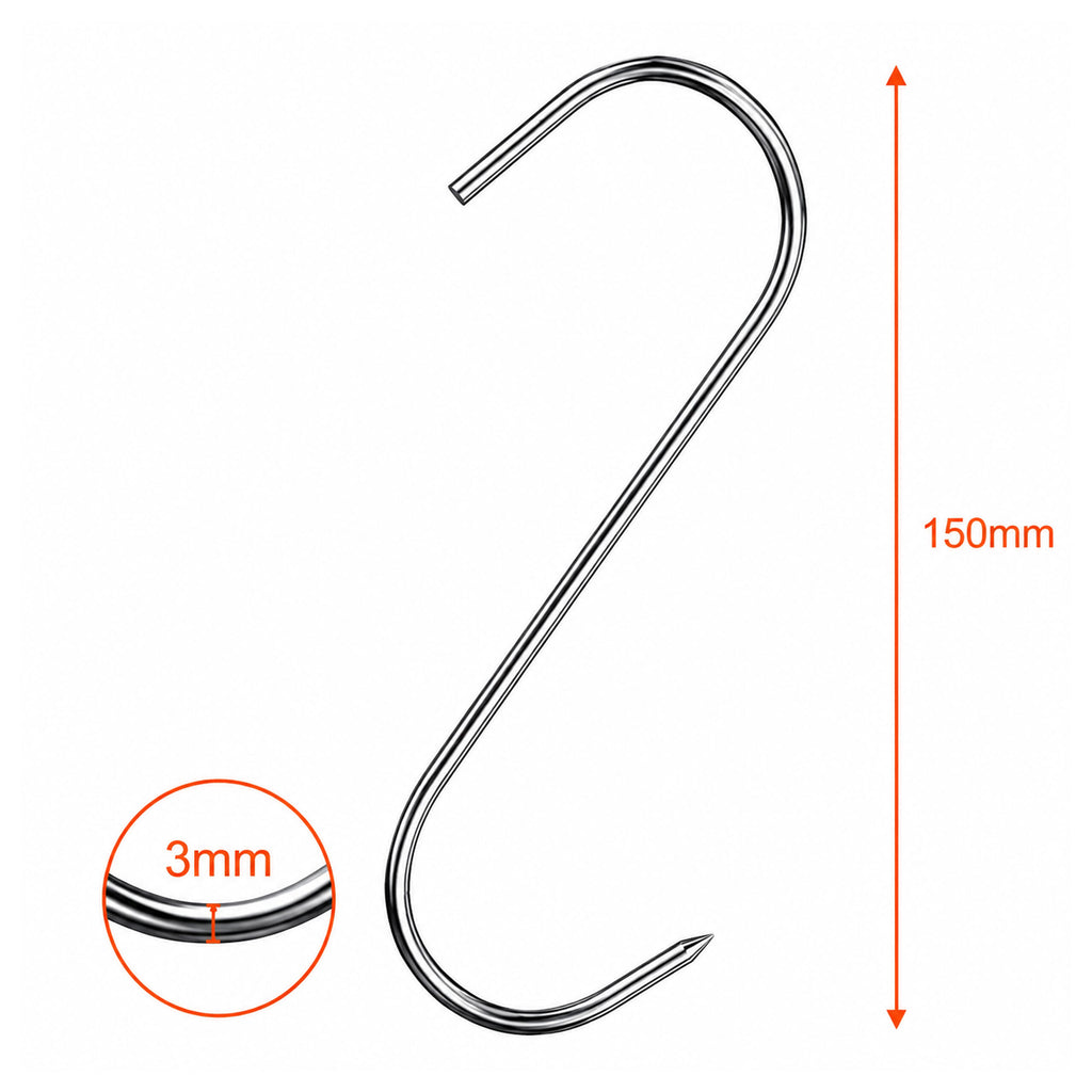 15 tk terasest suitsutuskonksud liha ja vorstide jaoks 15 cm RC-K-2480