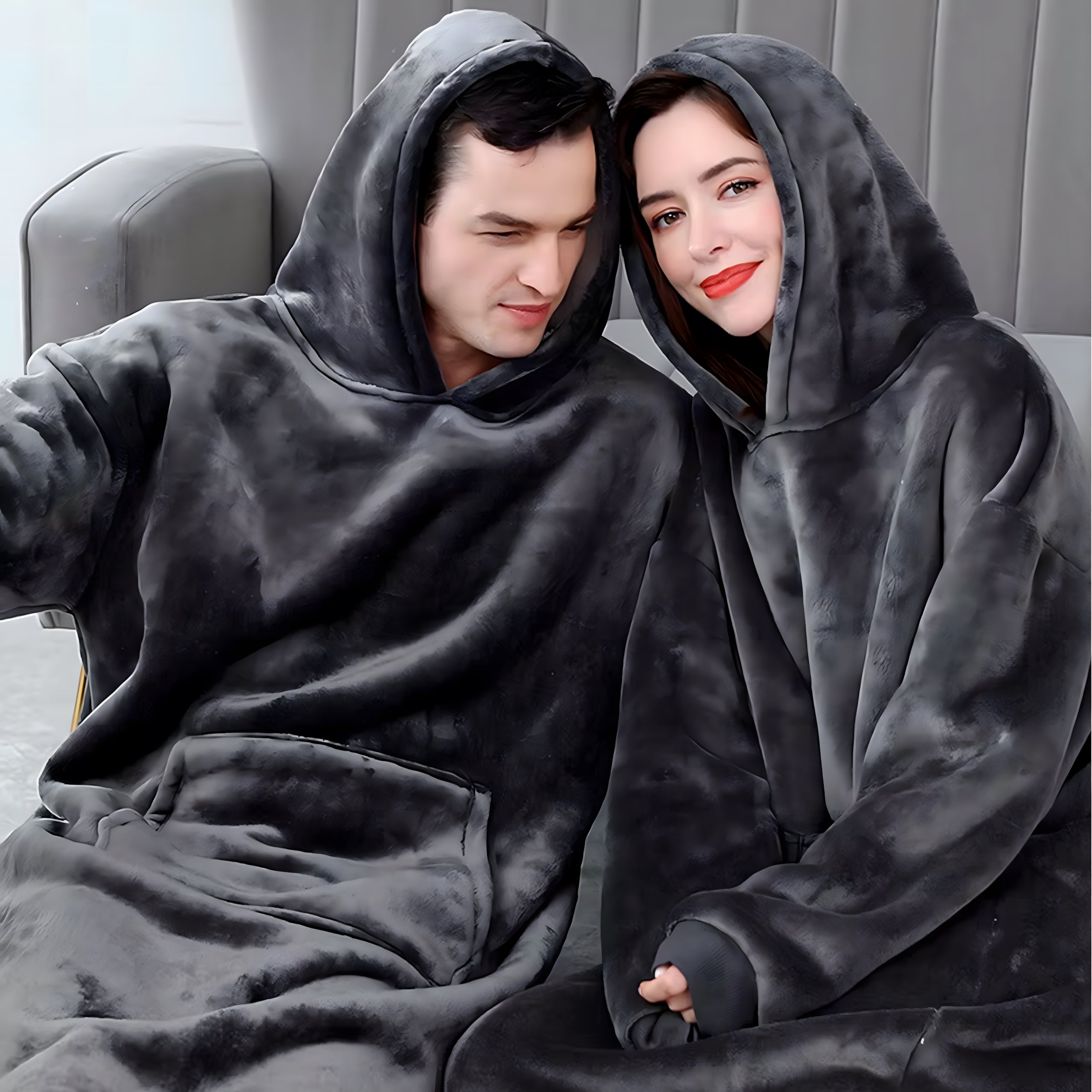 SUUR PUSA-TEKK, ÜLISUUR PAKS PUSA KAPUUTSIGA, NAISTE JA MEESTE HOMMIKUMANTEL