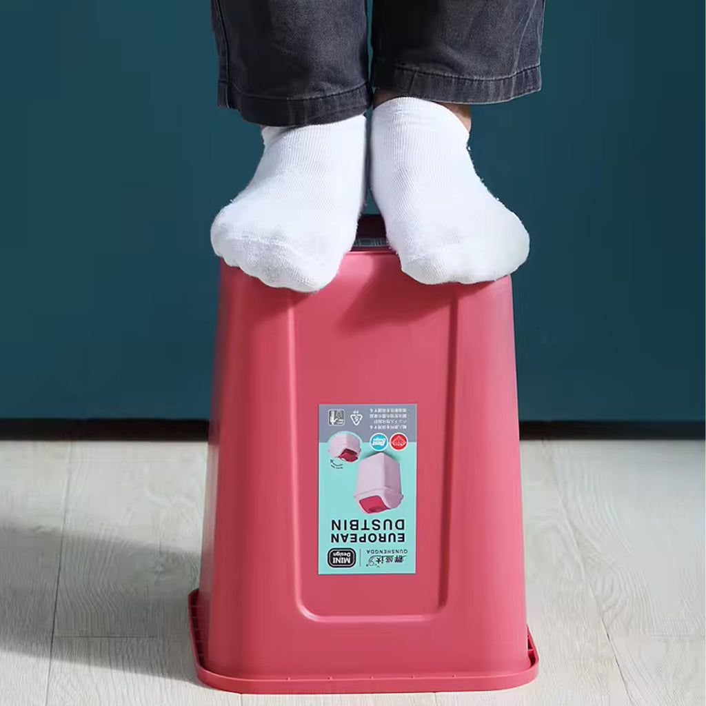 Narrow Plastic Waste Segregation Bin with Flip Lid 10 L