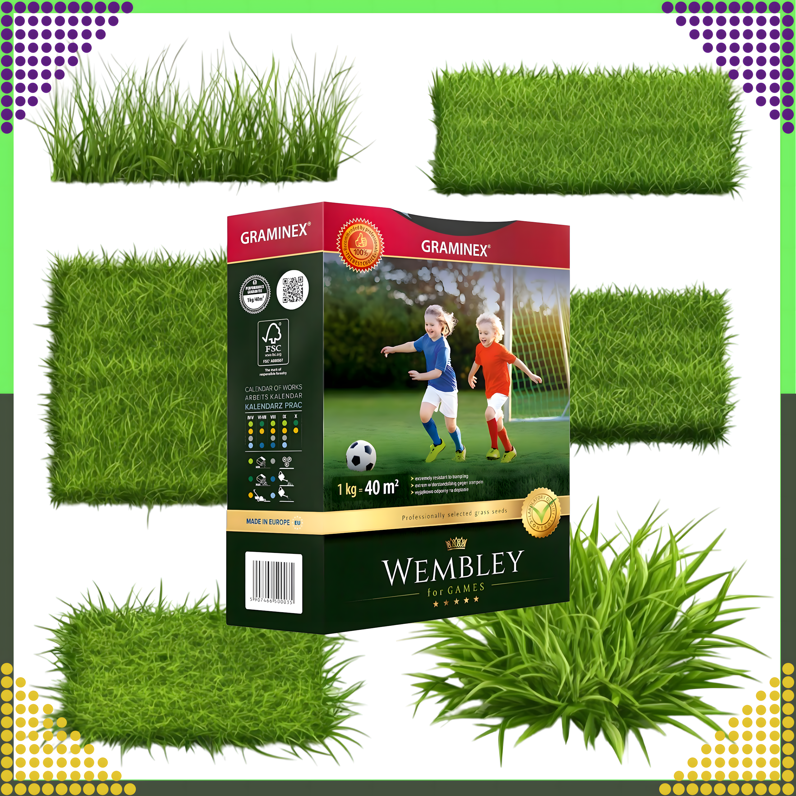 Premium Wembley spordimuru seemned 1kg 40m² jaoks