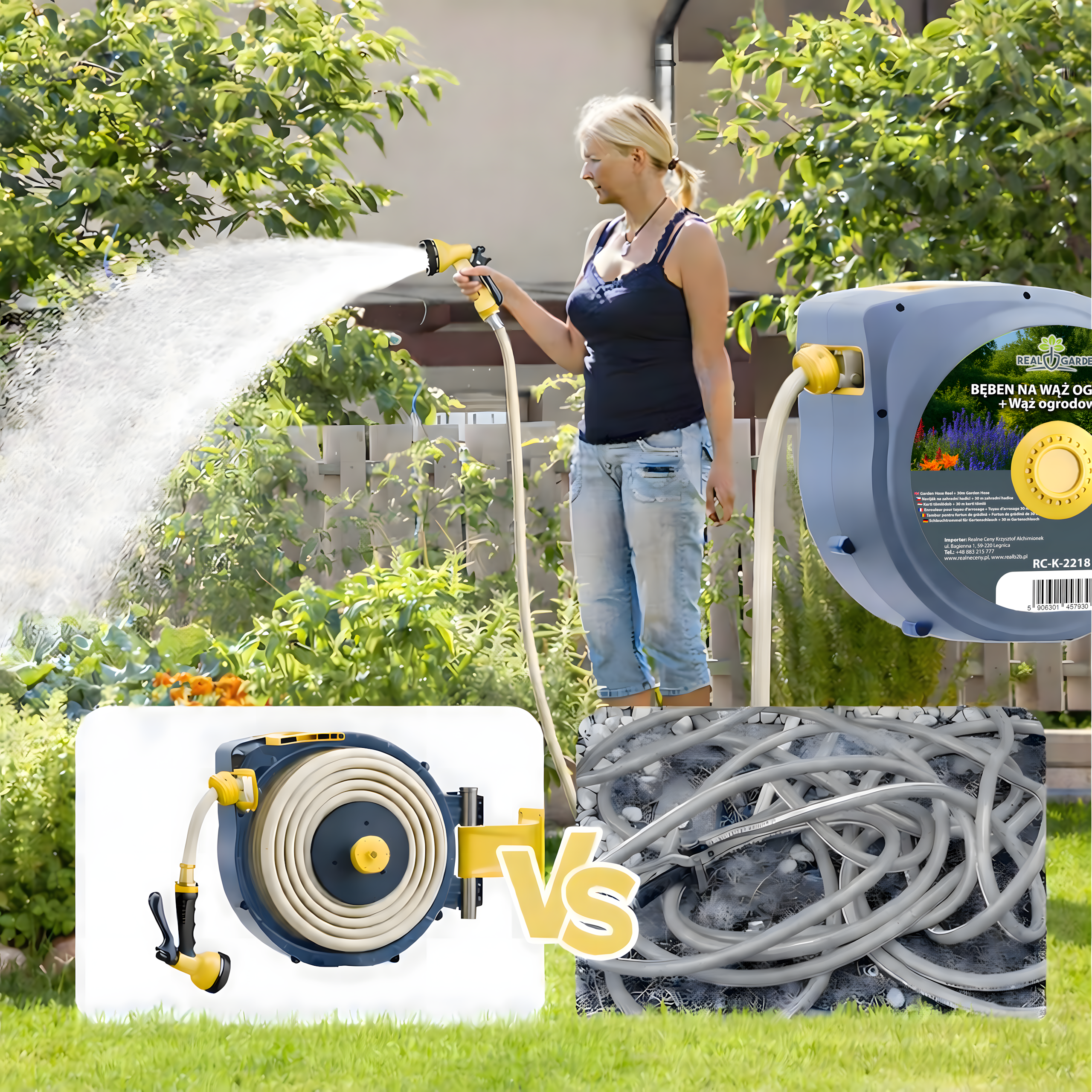 Automatic Wall-Mounted Hose Reel 1/2" 30m Set
