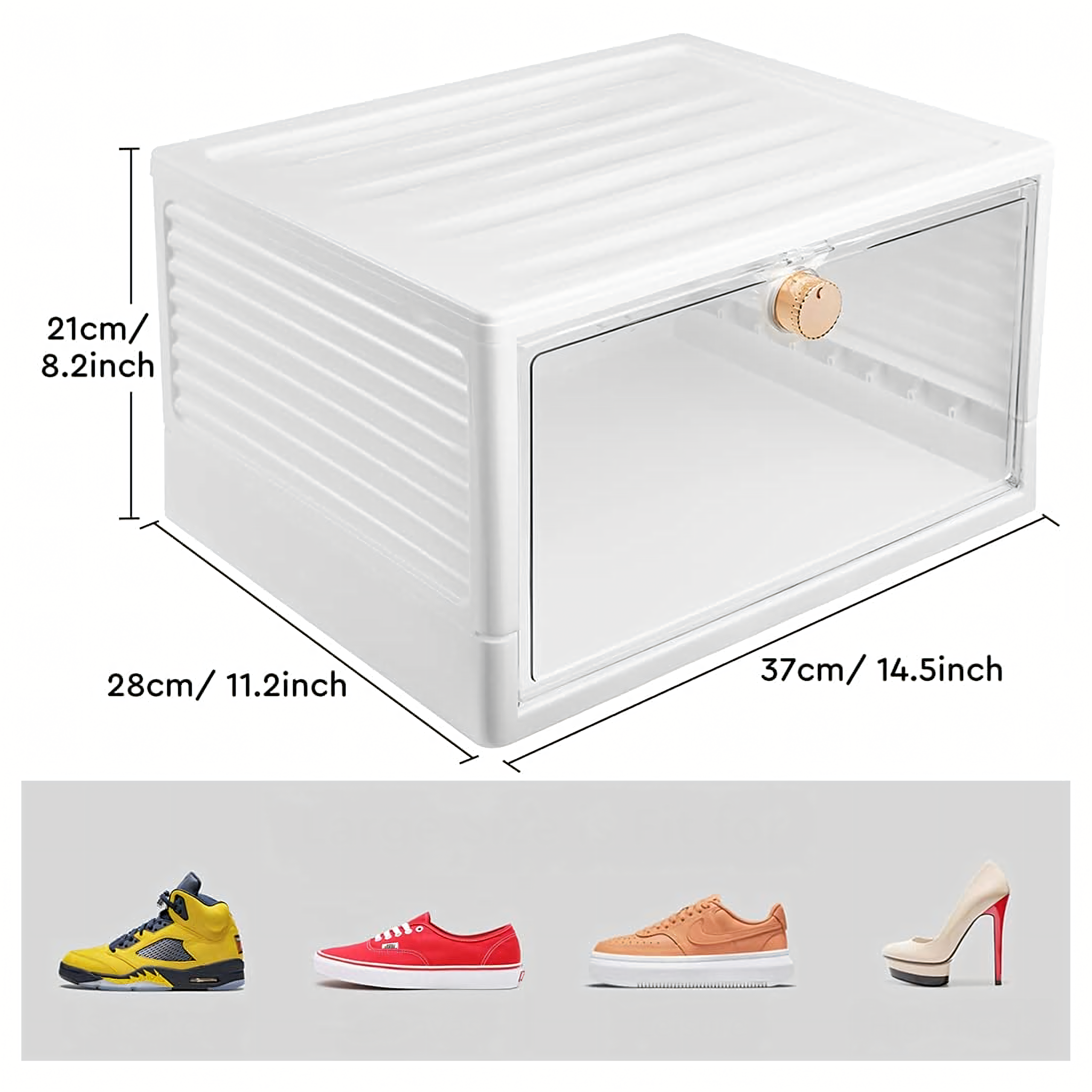 Box Container Shoe Organizer with Flap Closet Box White
