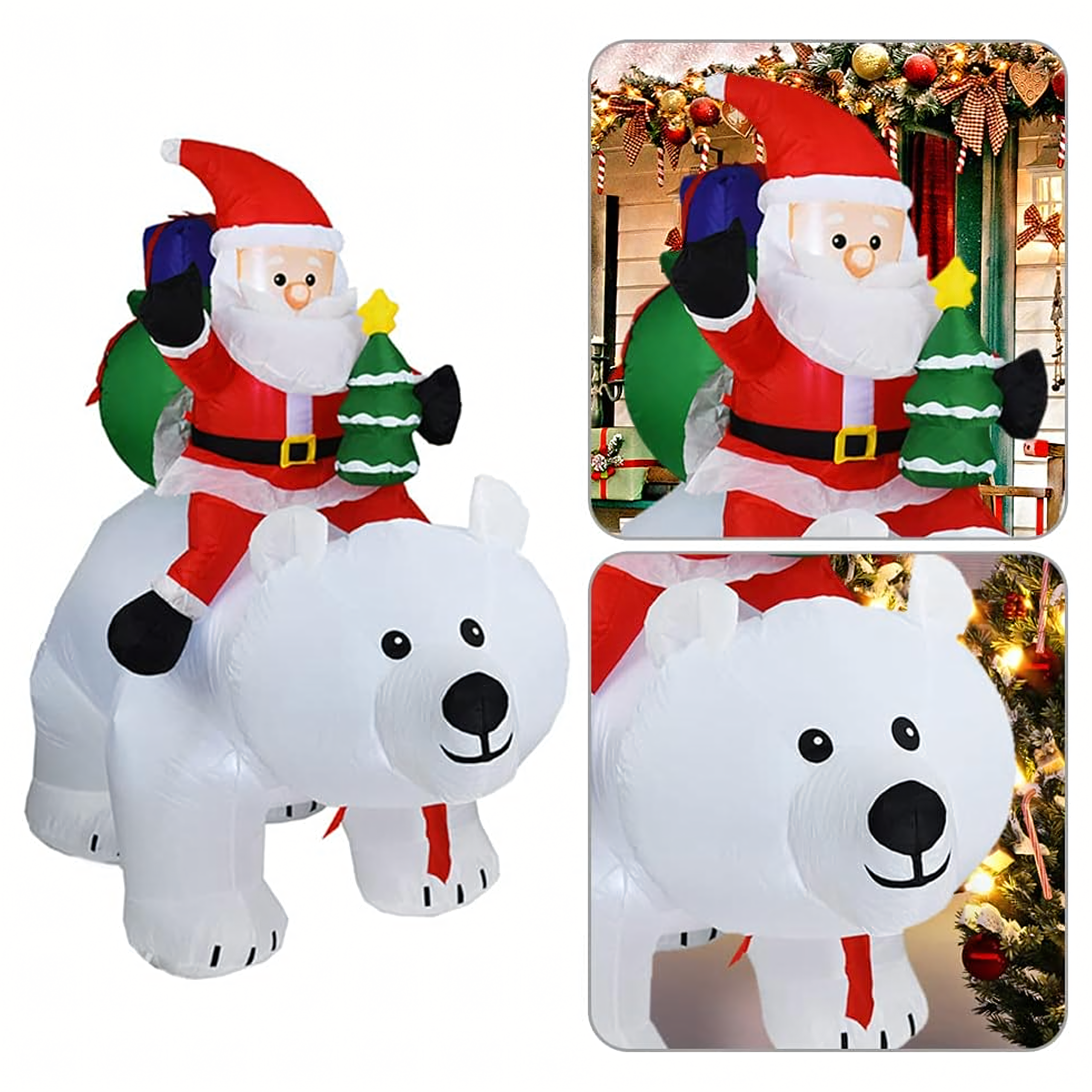 Jõulukaunistus Täispuhutav Jõuluvana Kaisu Karu Seljas Led XXL 210cm