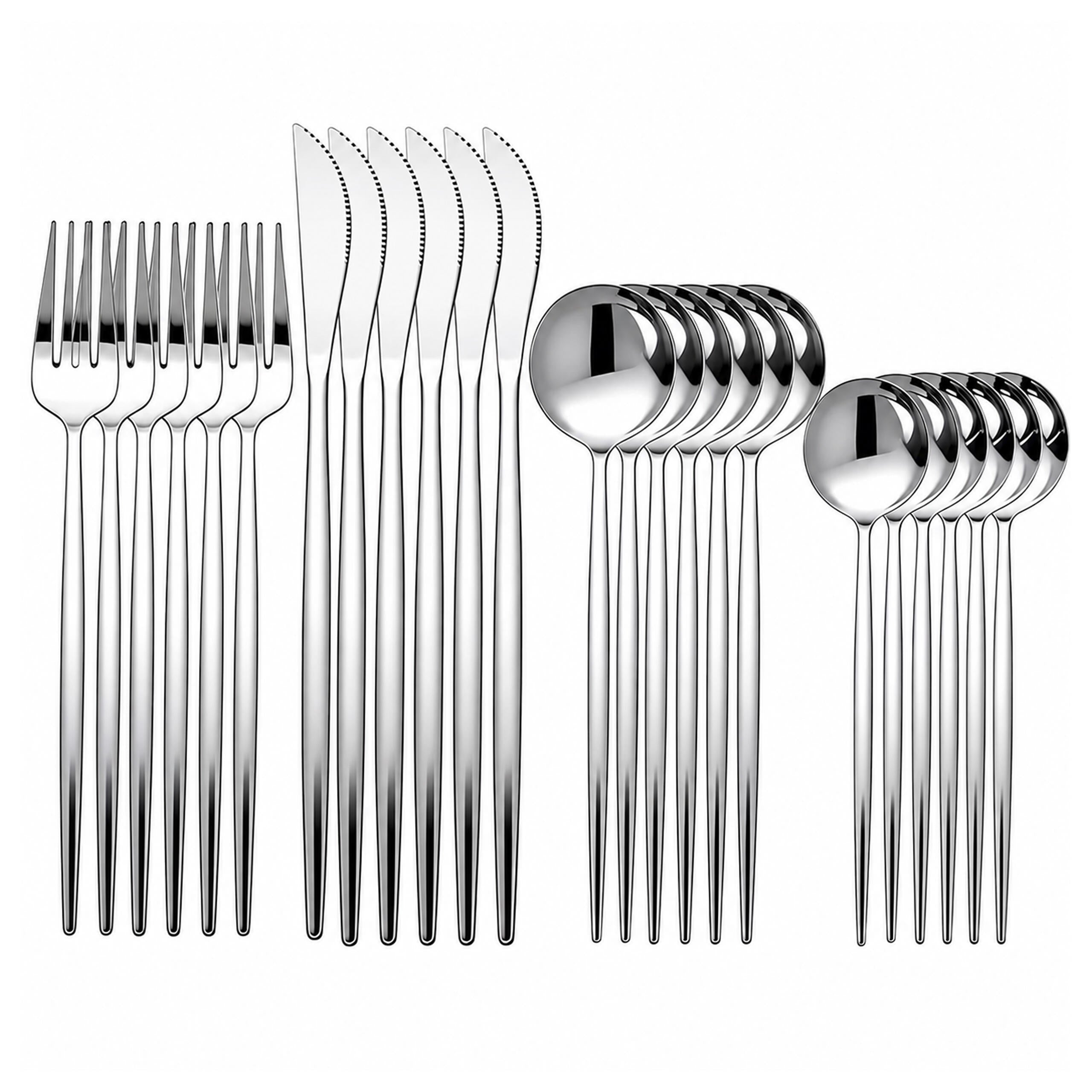 24-Piece Cutlery Set for 6 People with Glossy Finish and Box