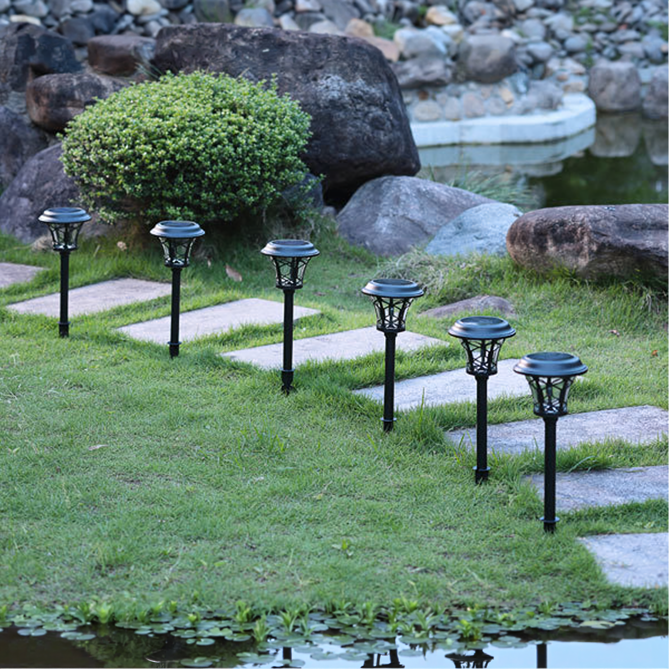 Set of 8 Waterproof Solar Garden Spike Lights 40cm 8 pcs