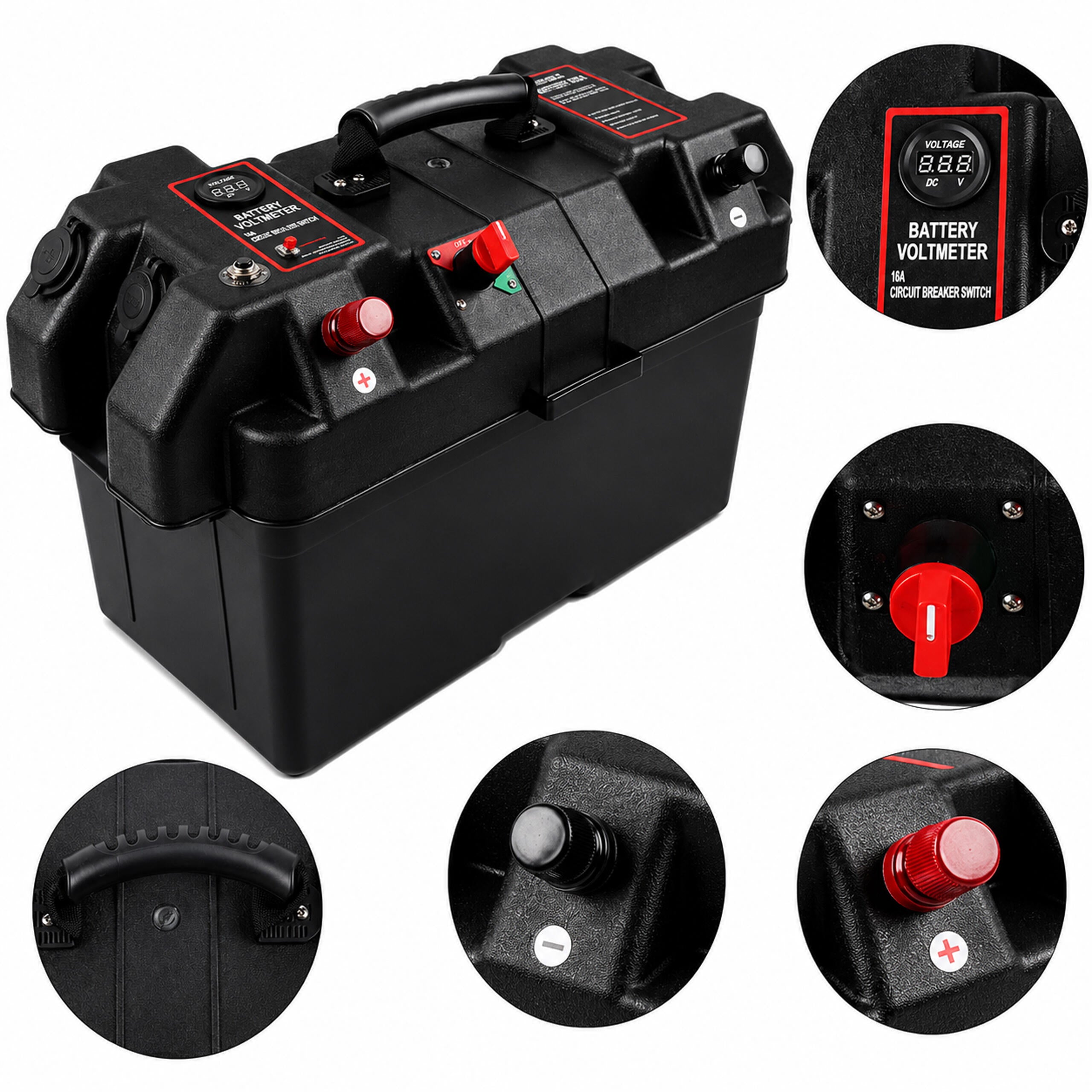 12V akukast voltmeetriga ja 2x USB-pordiga
