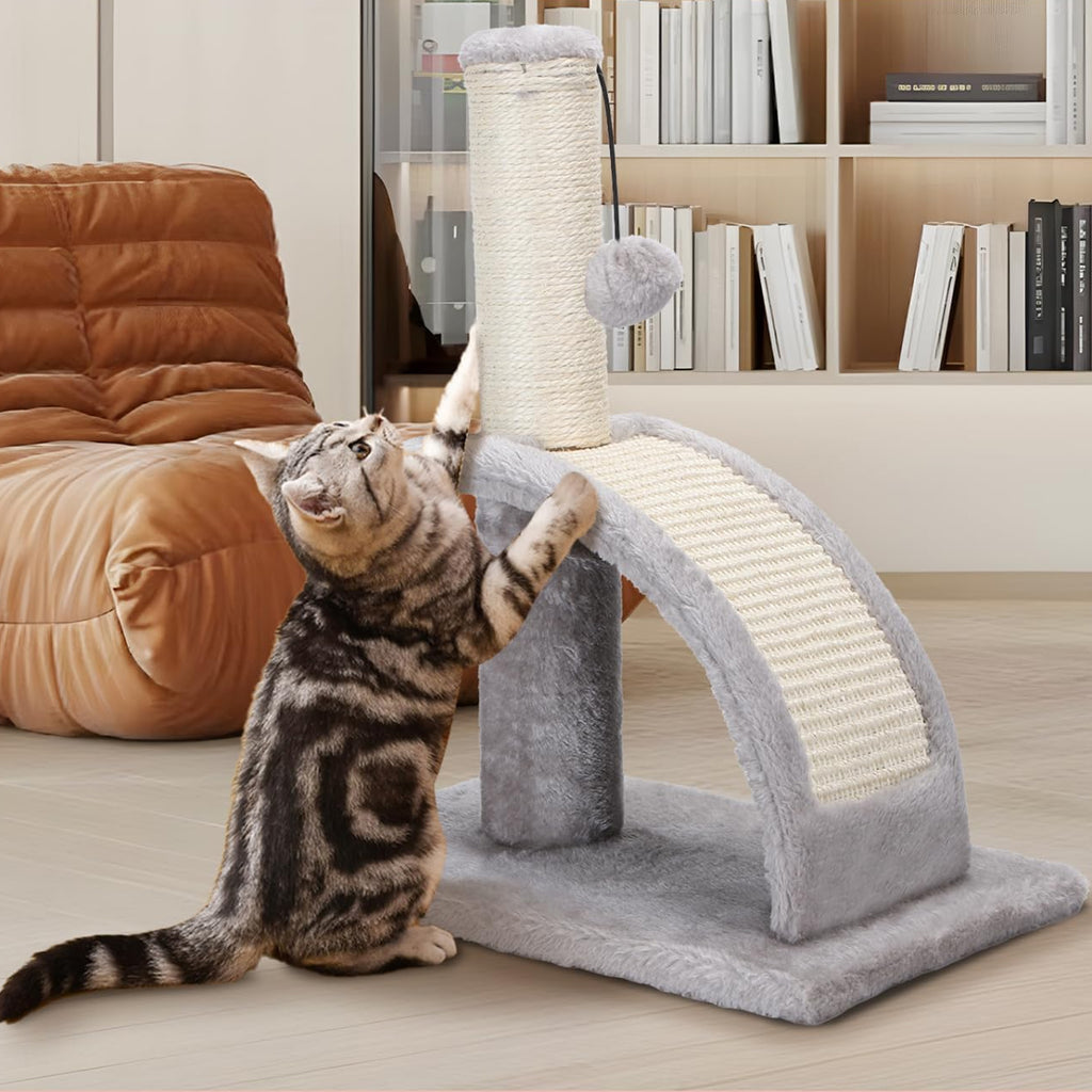 Kasside kraapimispost tunneliga ja mängupalliga