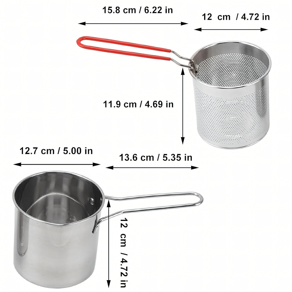 Mini Deep Fryer Pot with Basket 288x Universal Steel