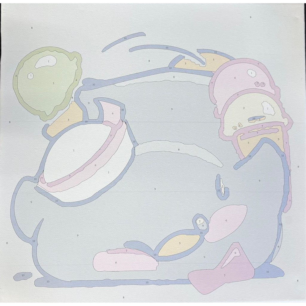 Numbrite järgi värvimise pilt raamiga ja pintslite komplekt 30x30 lastele