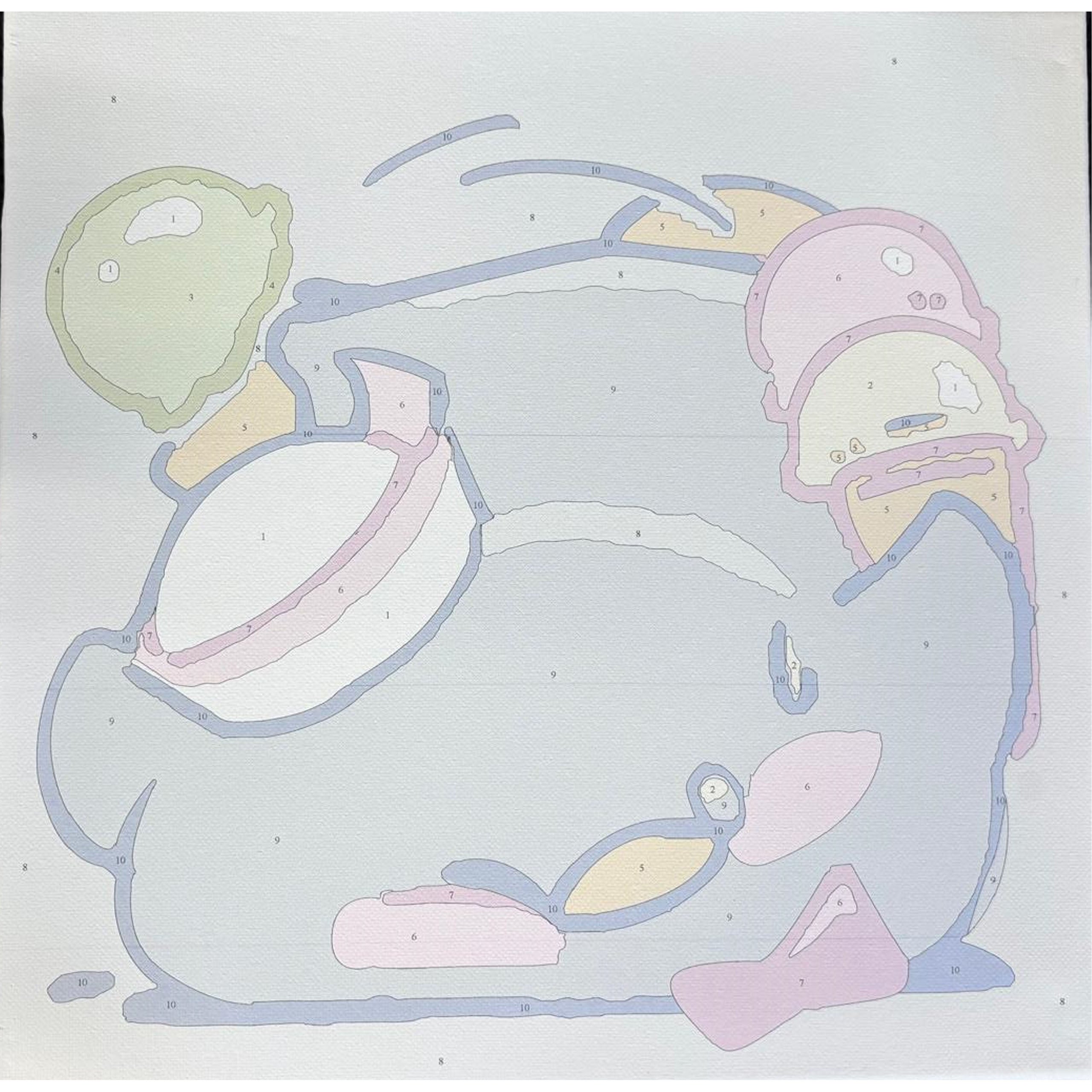 Numbrite järgi värvimise pilt raamiga ja pintslite komplekt 30x30 lastele