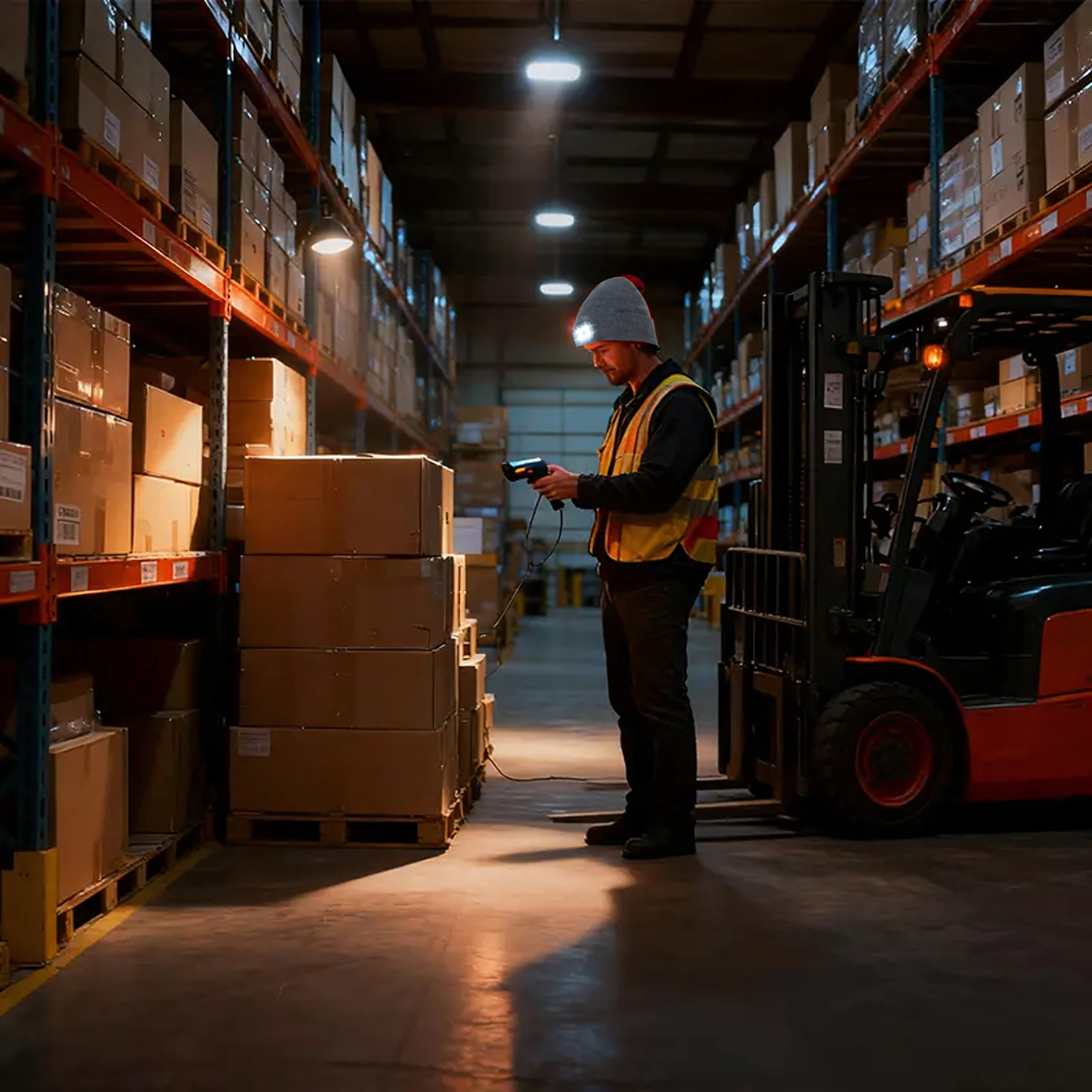Talvemüts LED-taskulambi ja tööesilambiga jooksmiseks, hall