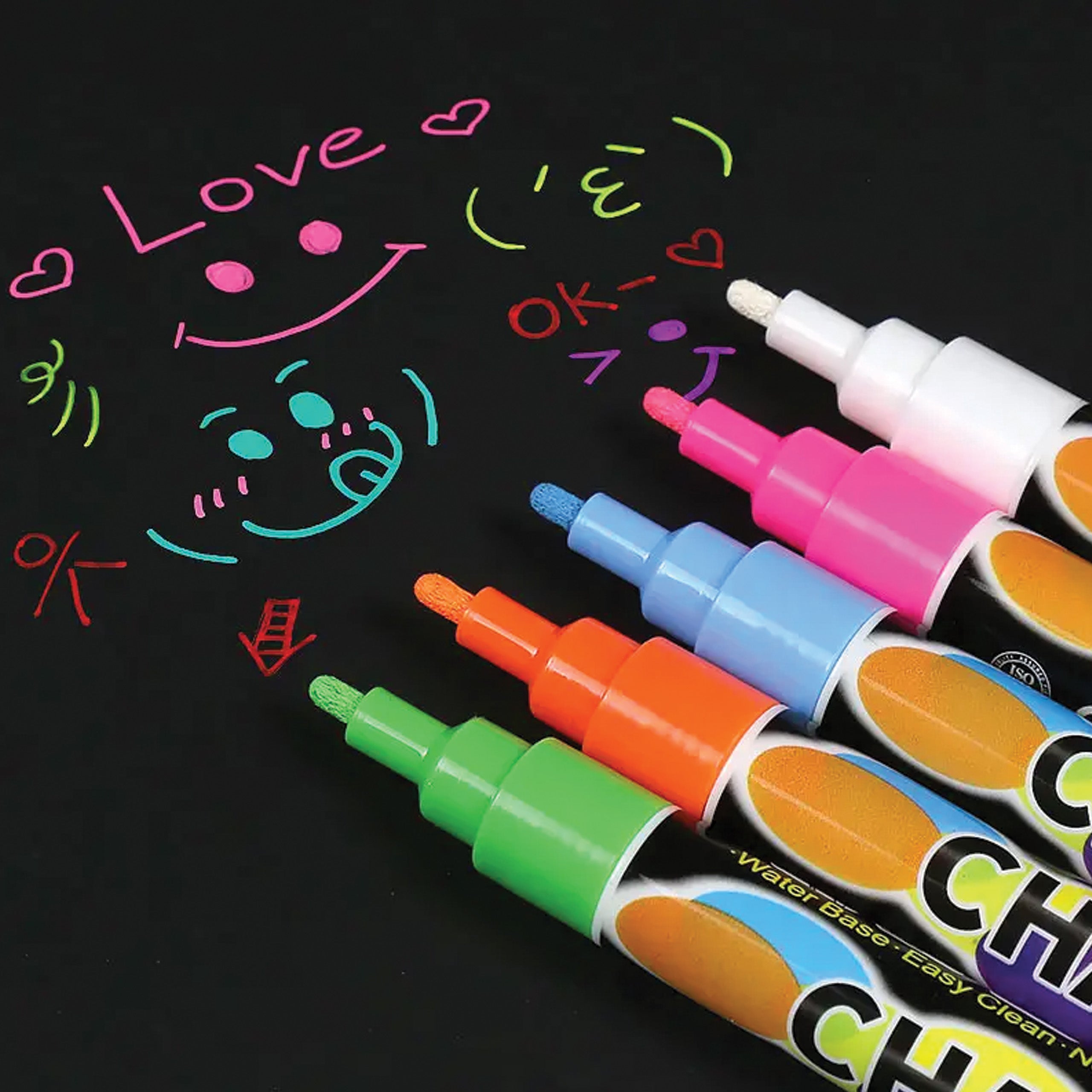 Tahvlite kriidimarkerite komplekt, segavärvid, kuivkustutatavad markerid, 10 tk