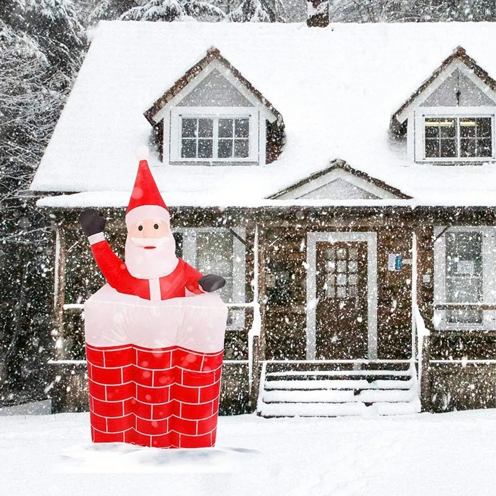 Täispuhutav jõuluvana korstnas, liigutatav, valgustatud LED, 160 cm