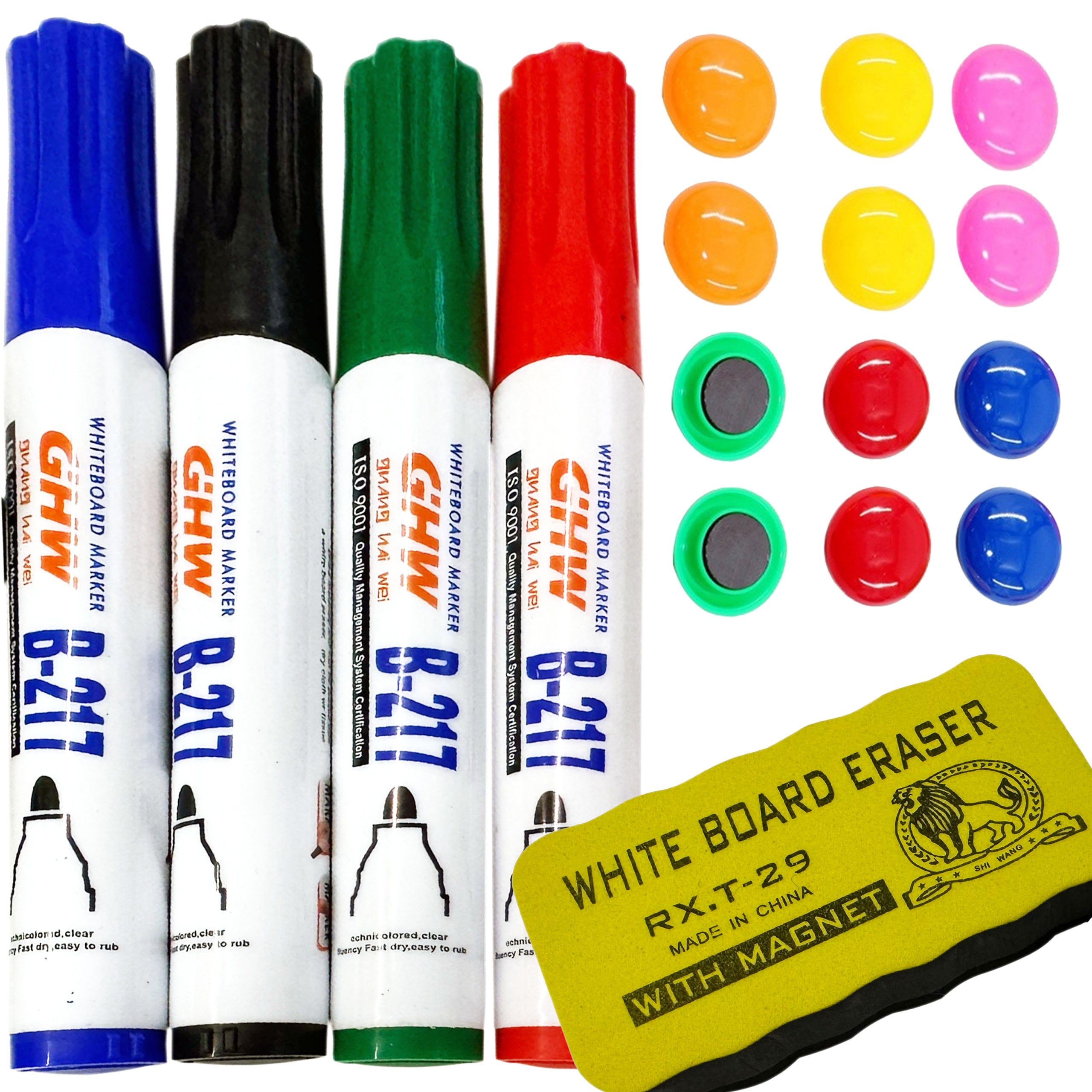 Tarvikute komplekt valgetahvli markeritele, käsn, magnetid