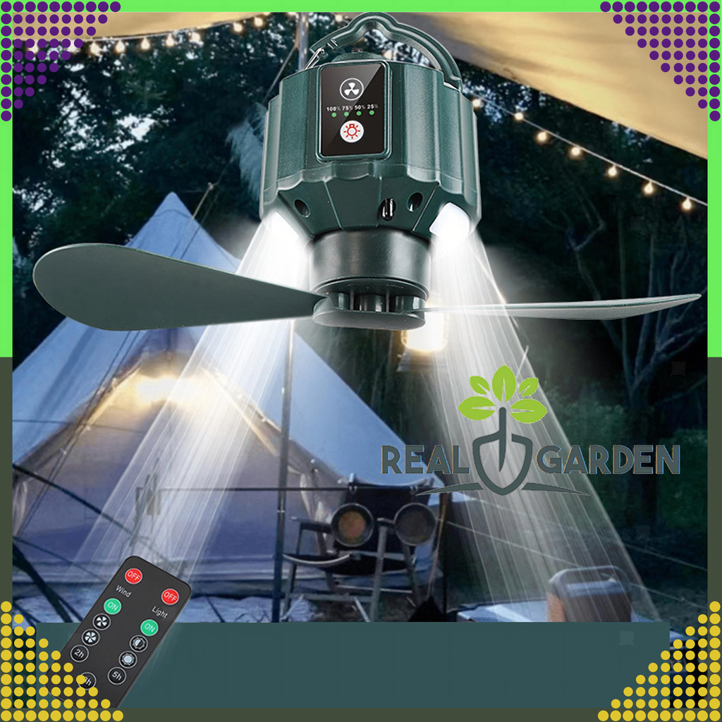 Portable 2in1 Ceiling Fan for Tent Bedroom Camping USB 5200 mAh