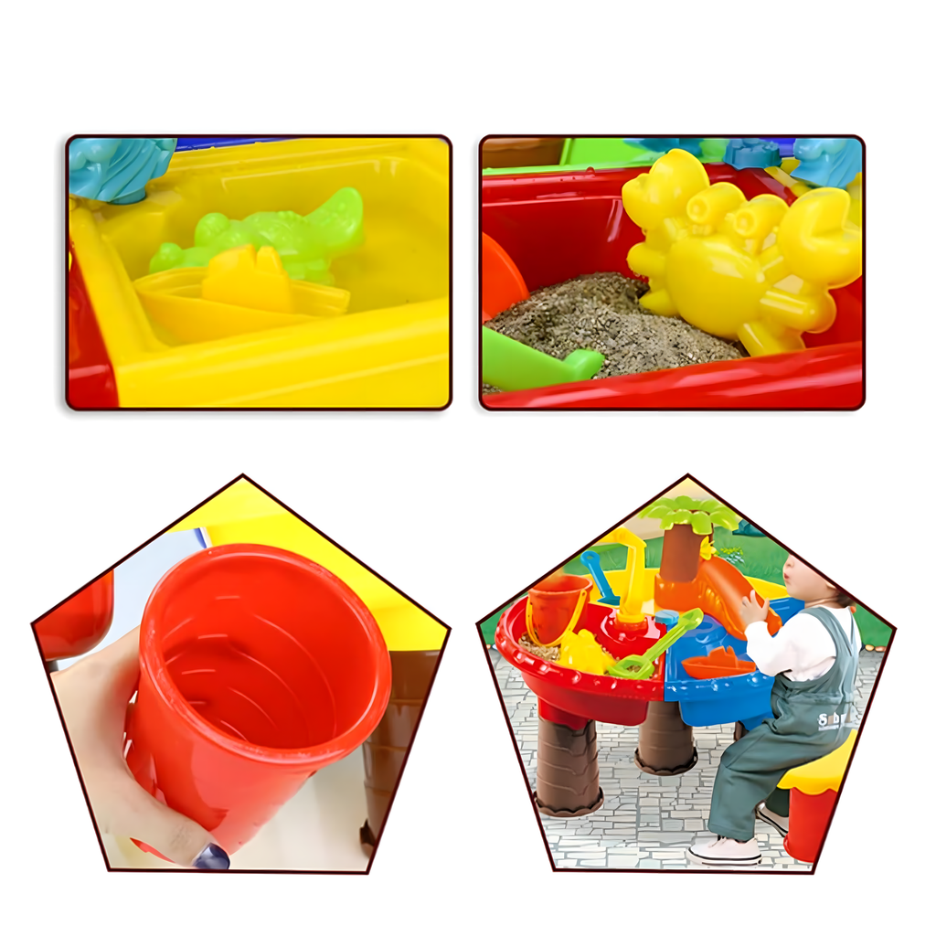 Laualiivakast liivaga mängimiseks rannas, kastmiskann ja reha