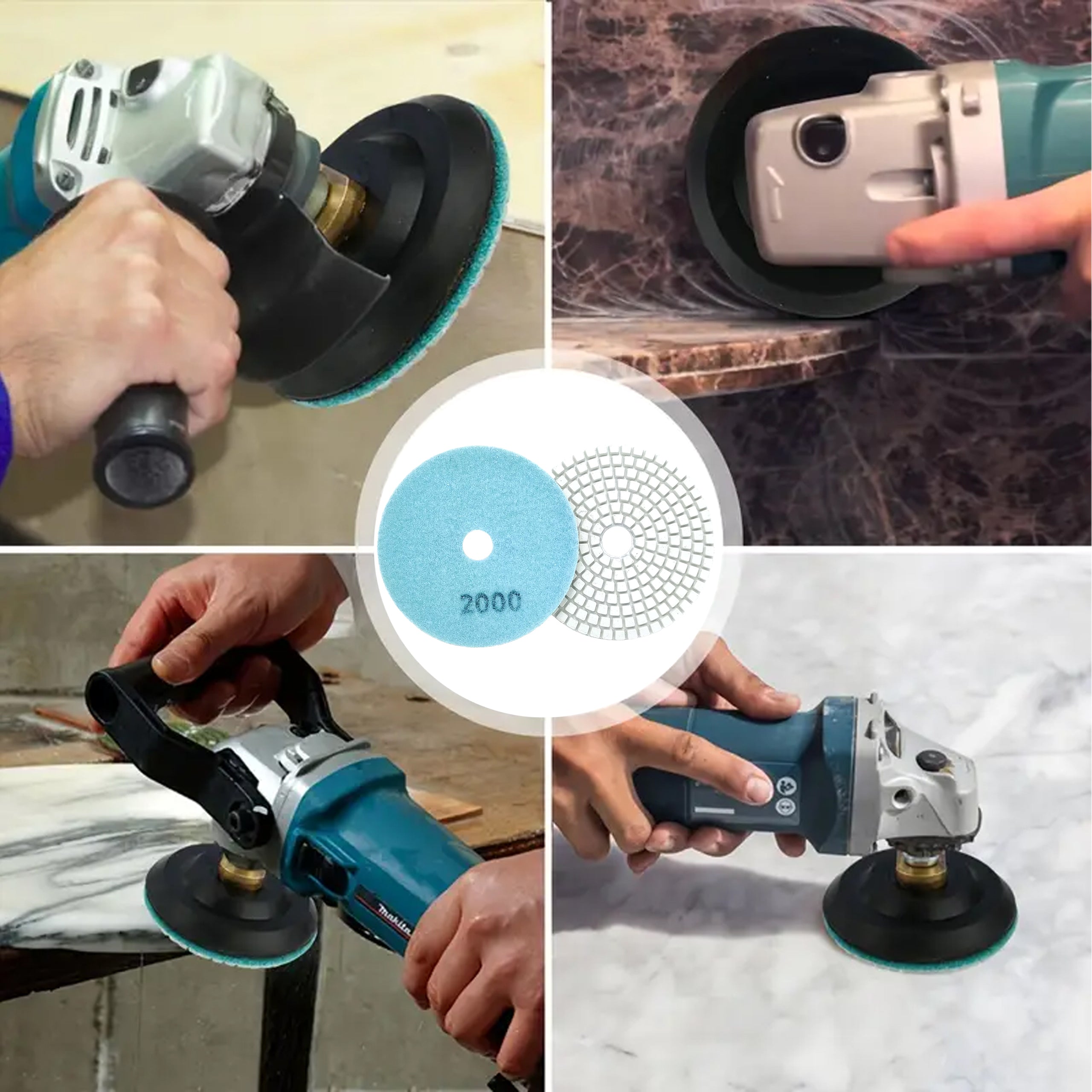 10x teemantpoleerimisketas 80mm portselanplaatide lihvimiseks takjakinnitusega 2000