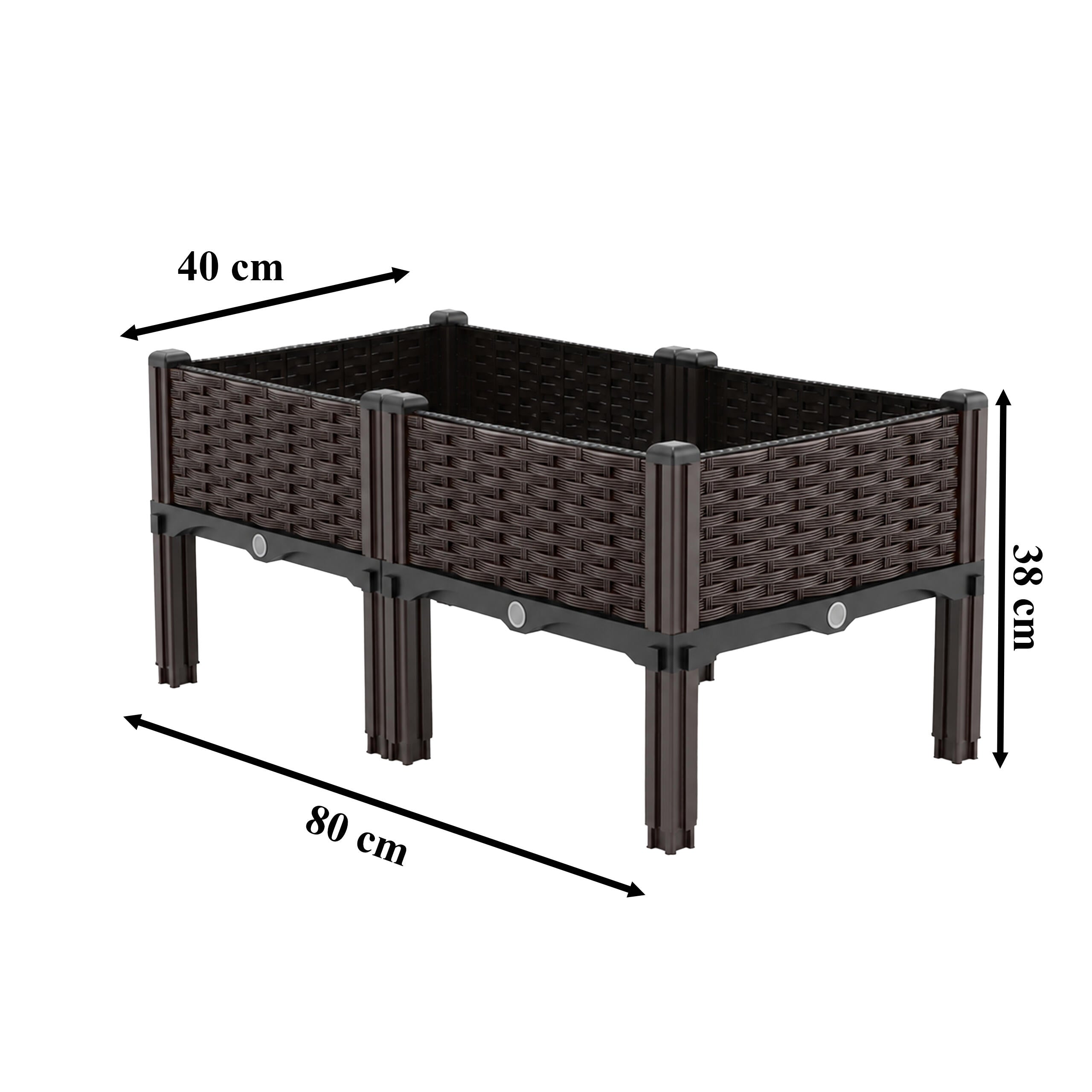 72x modulaarne kõrgendatud aiapeenra kast 80x40x38cm pruun